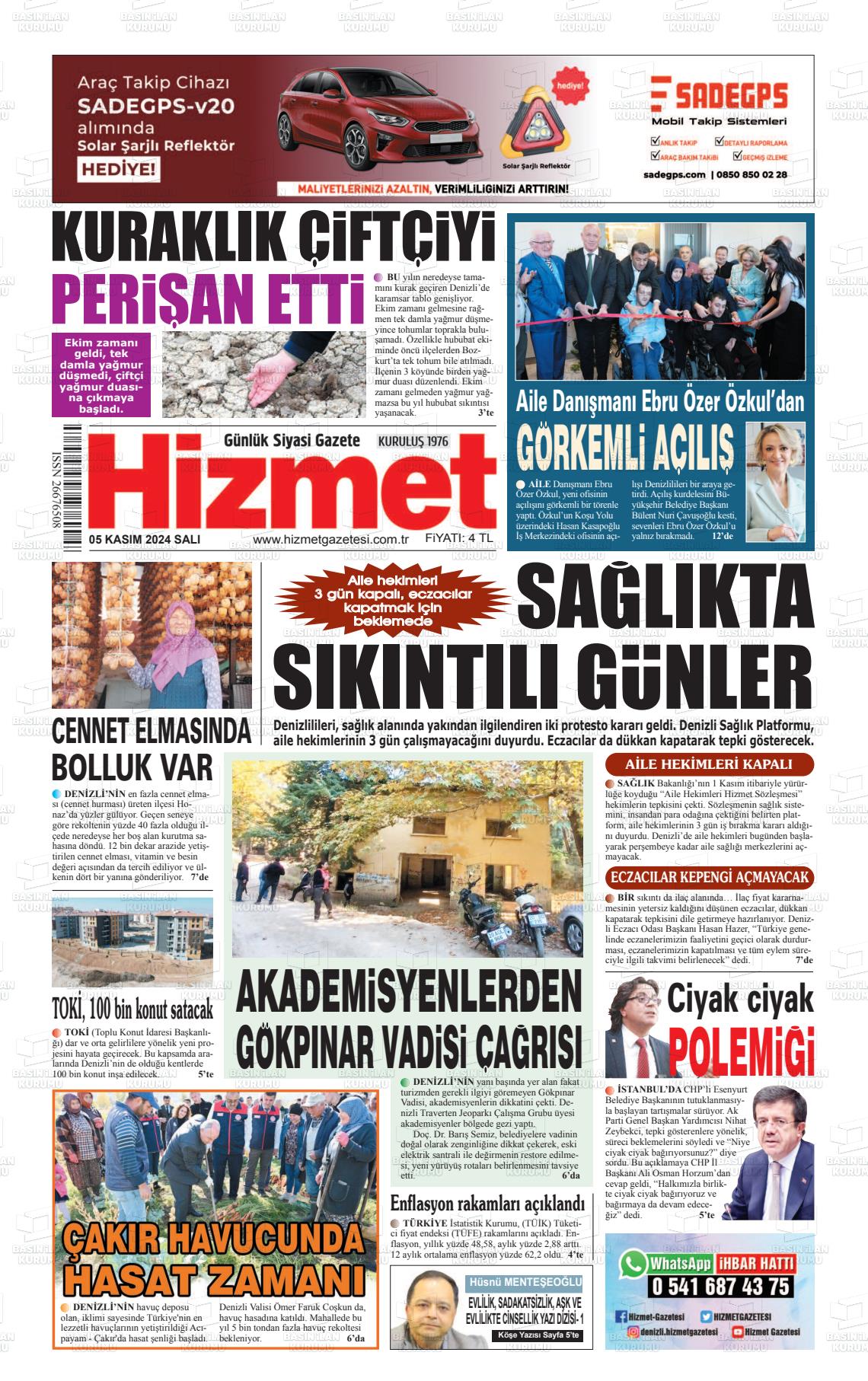 05 Kasım 2024 Hizmet Gazete Manşeti