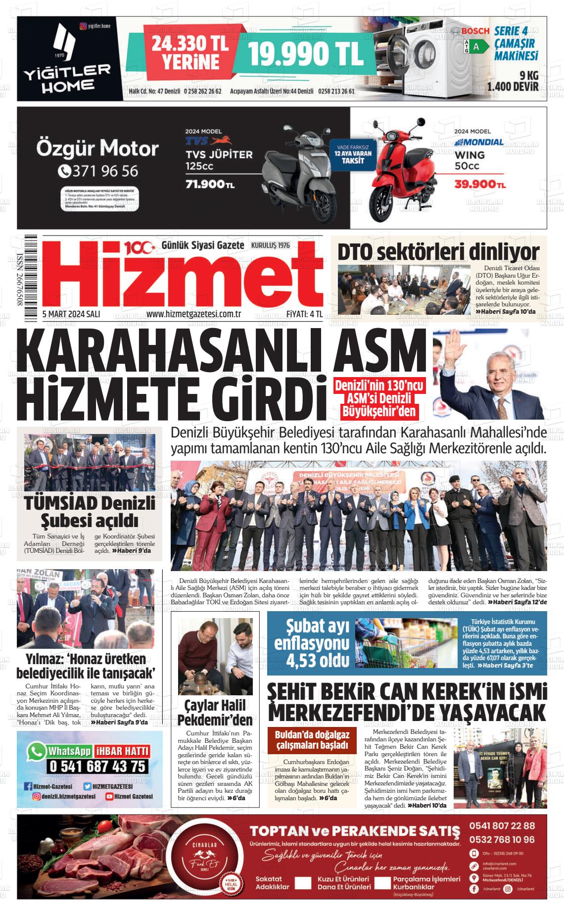 07 Mart 2024 Hizmet Gazete Manşeti