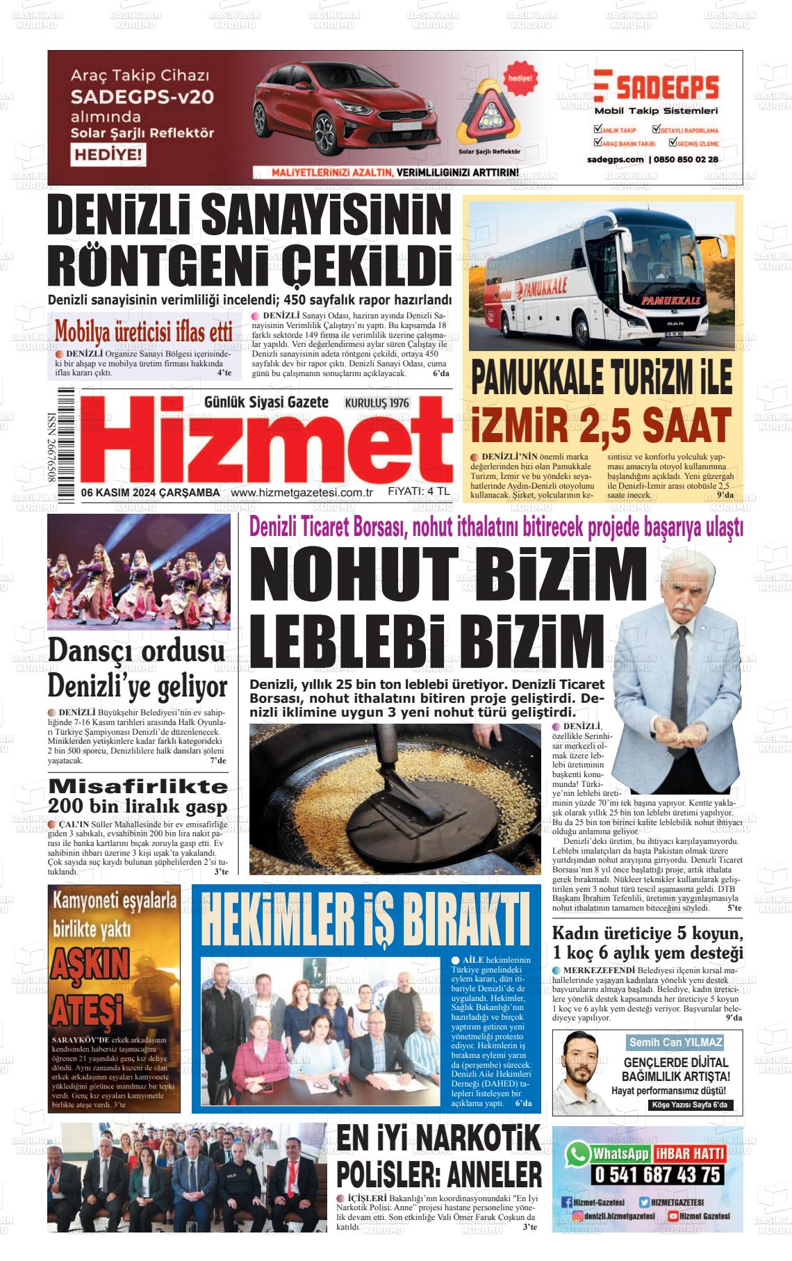 06 Kasım 2024 Hizmet Gazete Manşeti