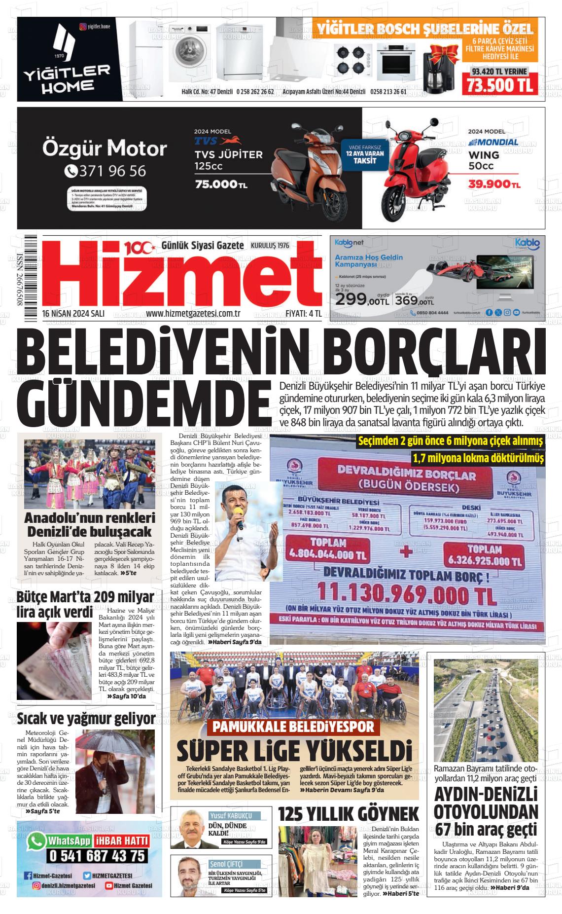 18 Nisan 2024 Hizmet Gazete Manşeti