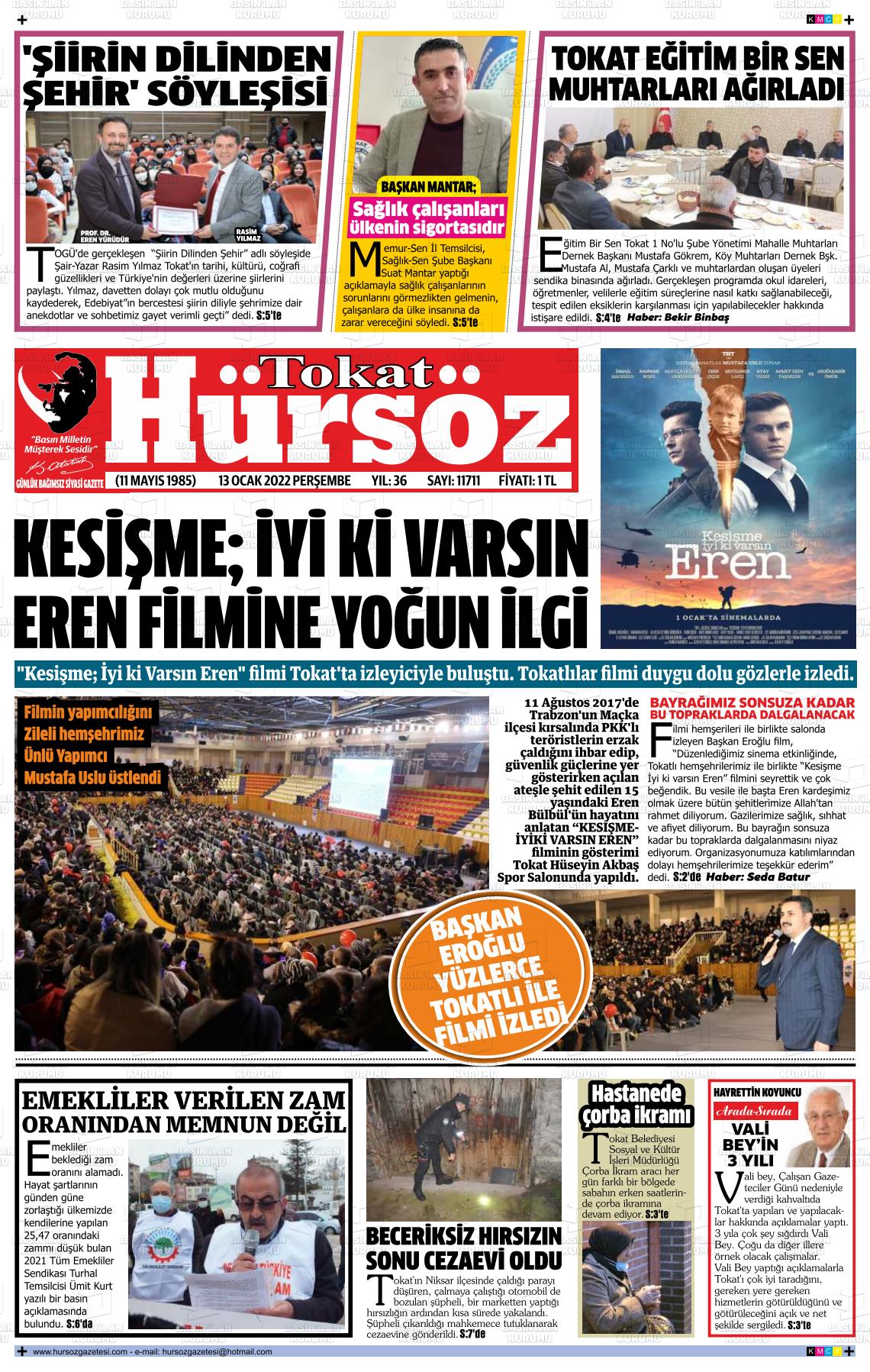 13 Ocak 2022 Hürsöz Gazete Manşeti