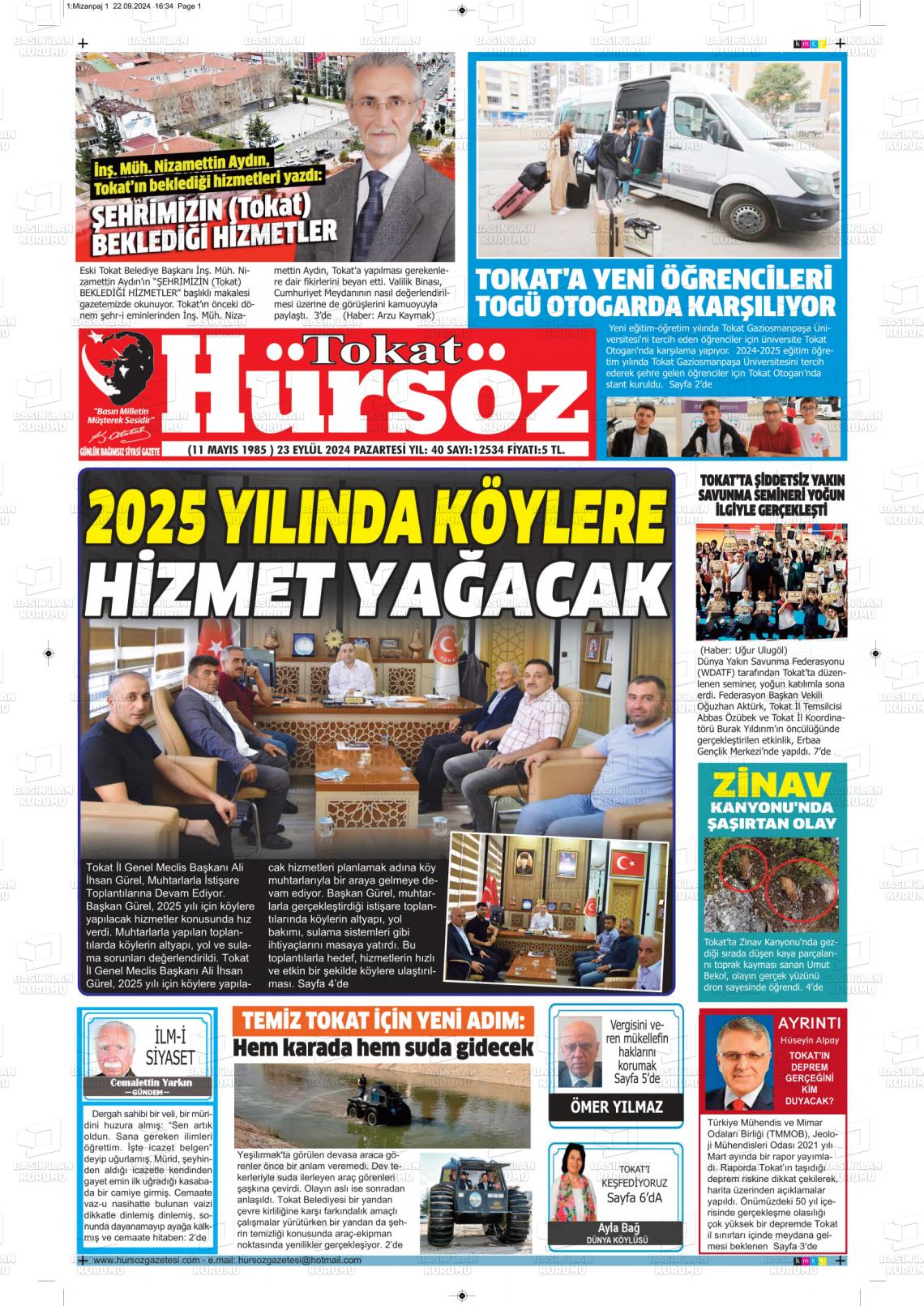 23 Eylül 2024 Hürsöz Gazete Manşeti