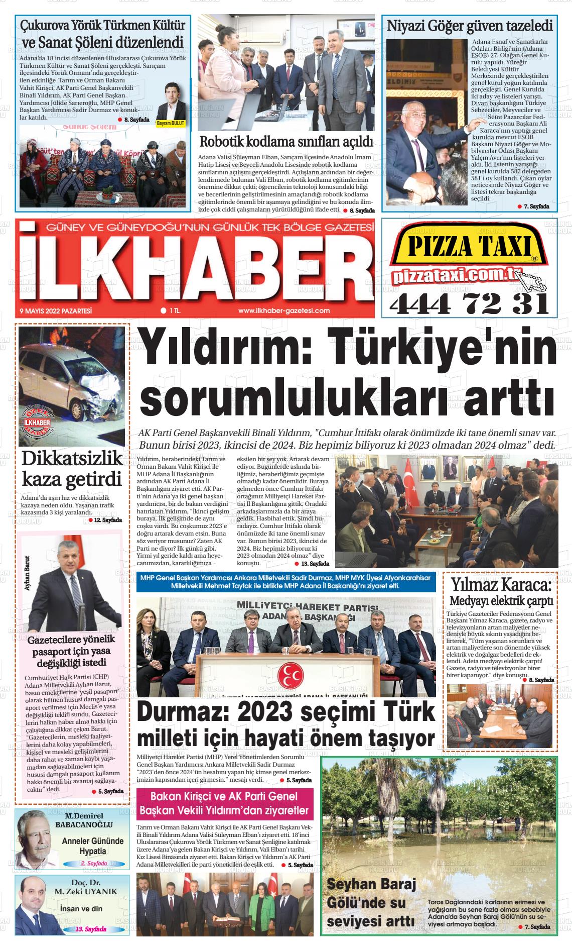 09 Mayıs 2022 İlk Haber Gazete Manşeti