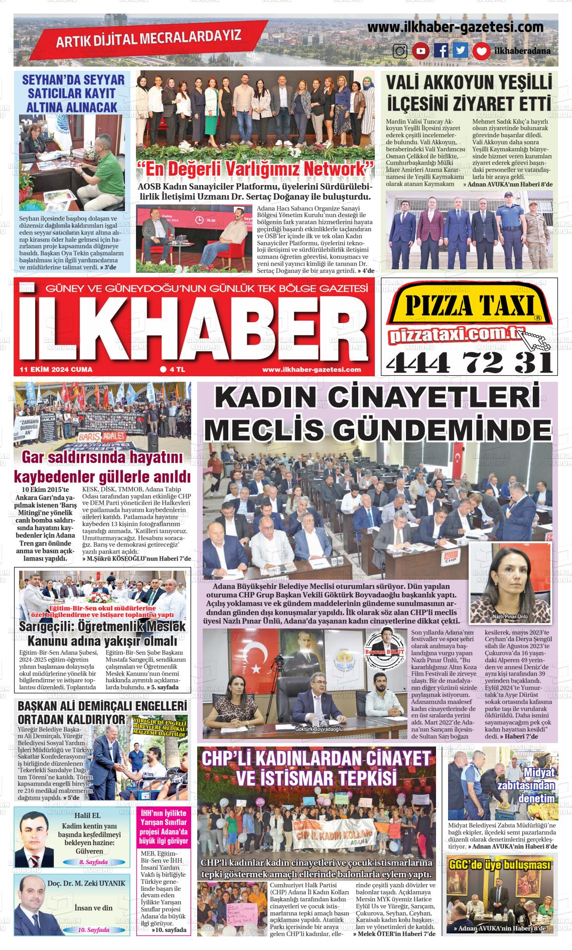 11 Ekim 2024 İlk Haber Gazete Manşeti