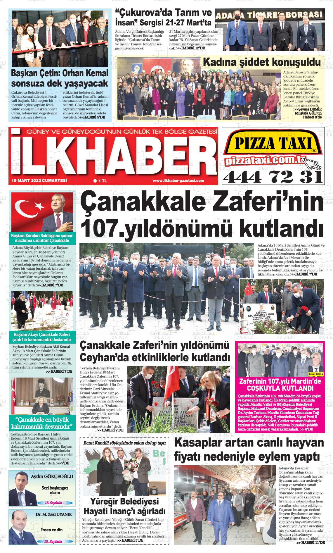 19 Mart 2022 İlk Haber Gazete Manşeti