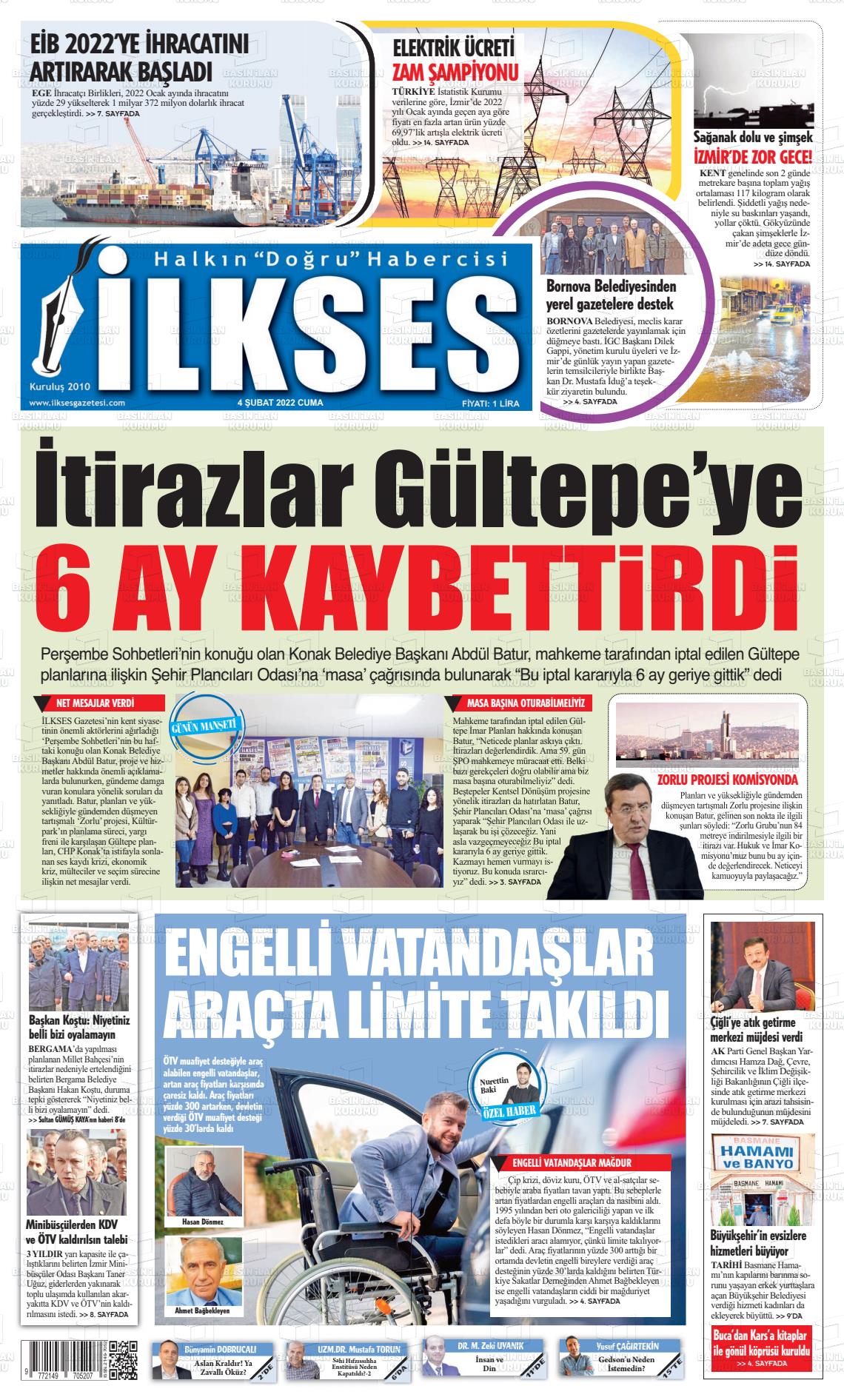 04 Şubat 2022 İlkses Gazete Manşeti