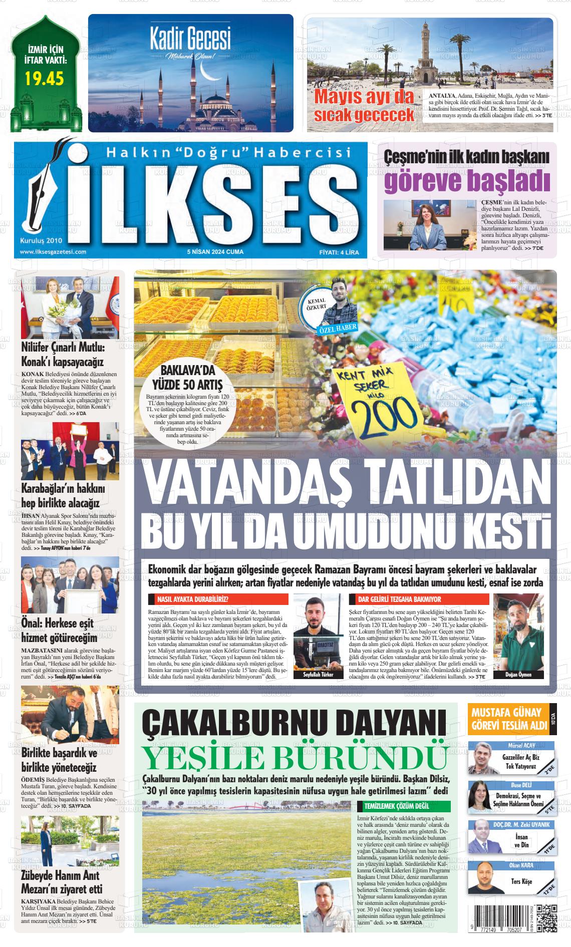 05 Nisan 2024 İlkses Gazete Manşeti