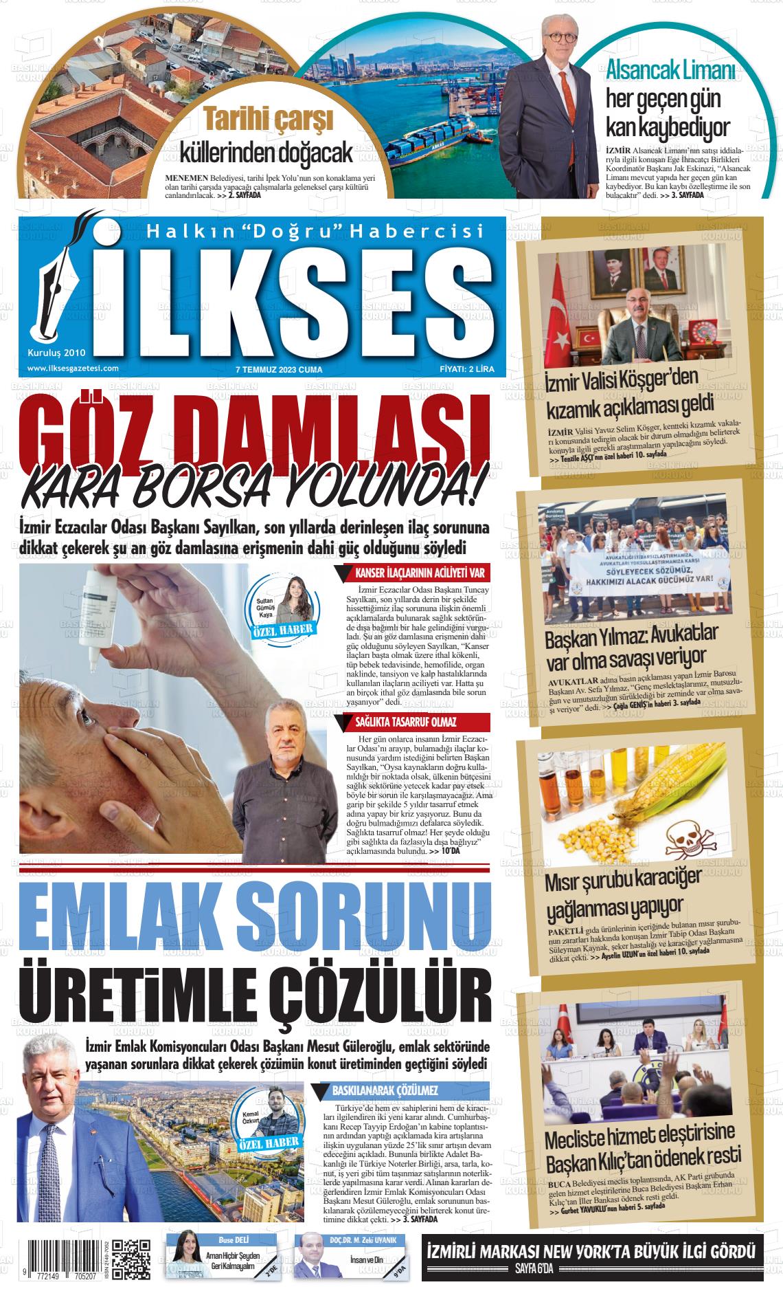 07 Temmuz 2023 İlkses Gazete Manşeti