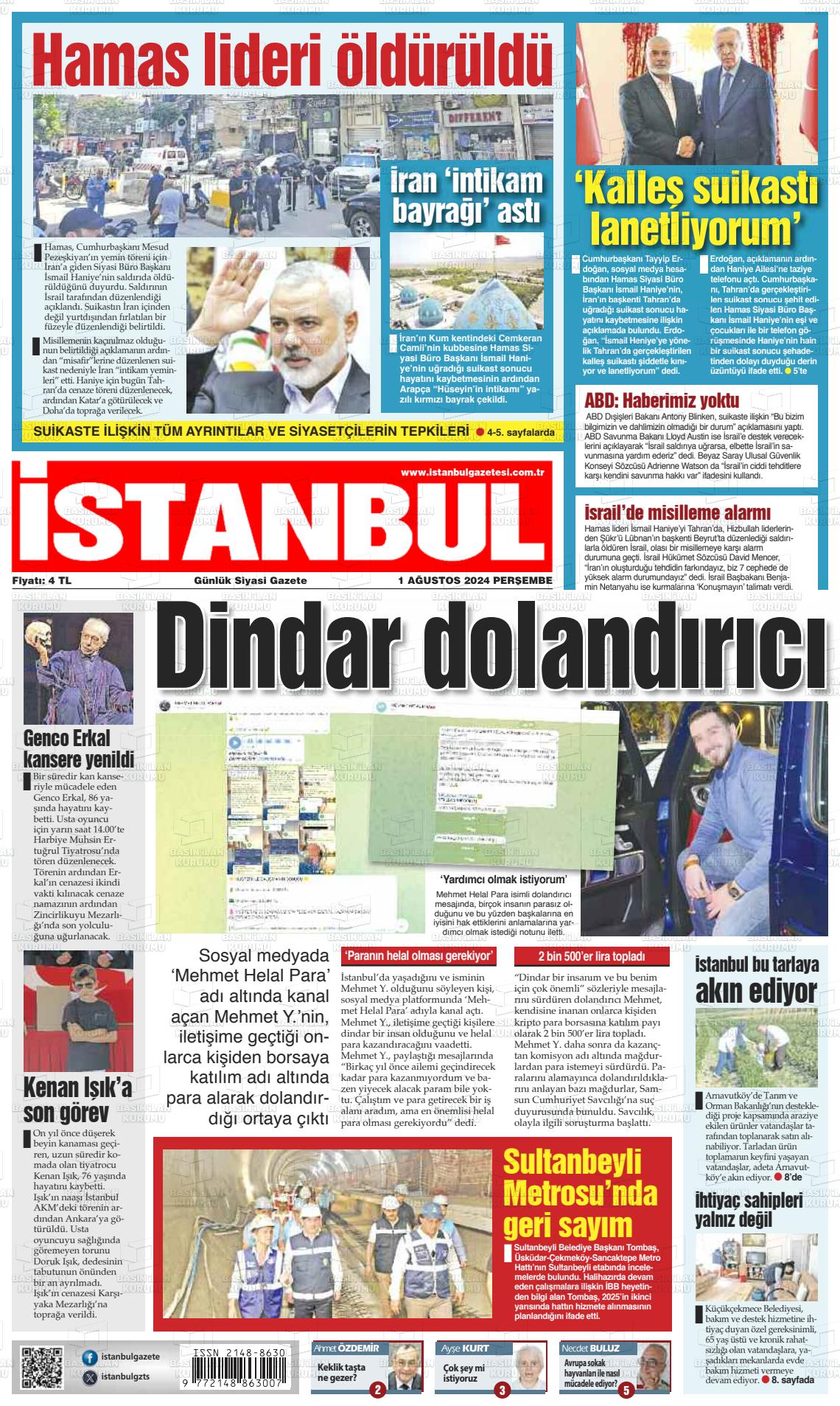 01 Ağustos 2024 İstanbul Gazete Manşeti