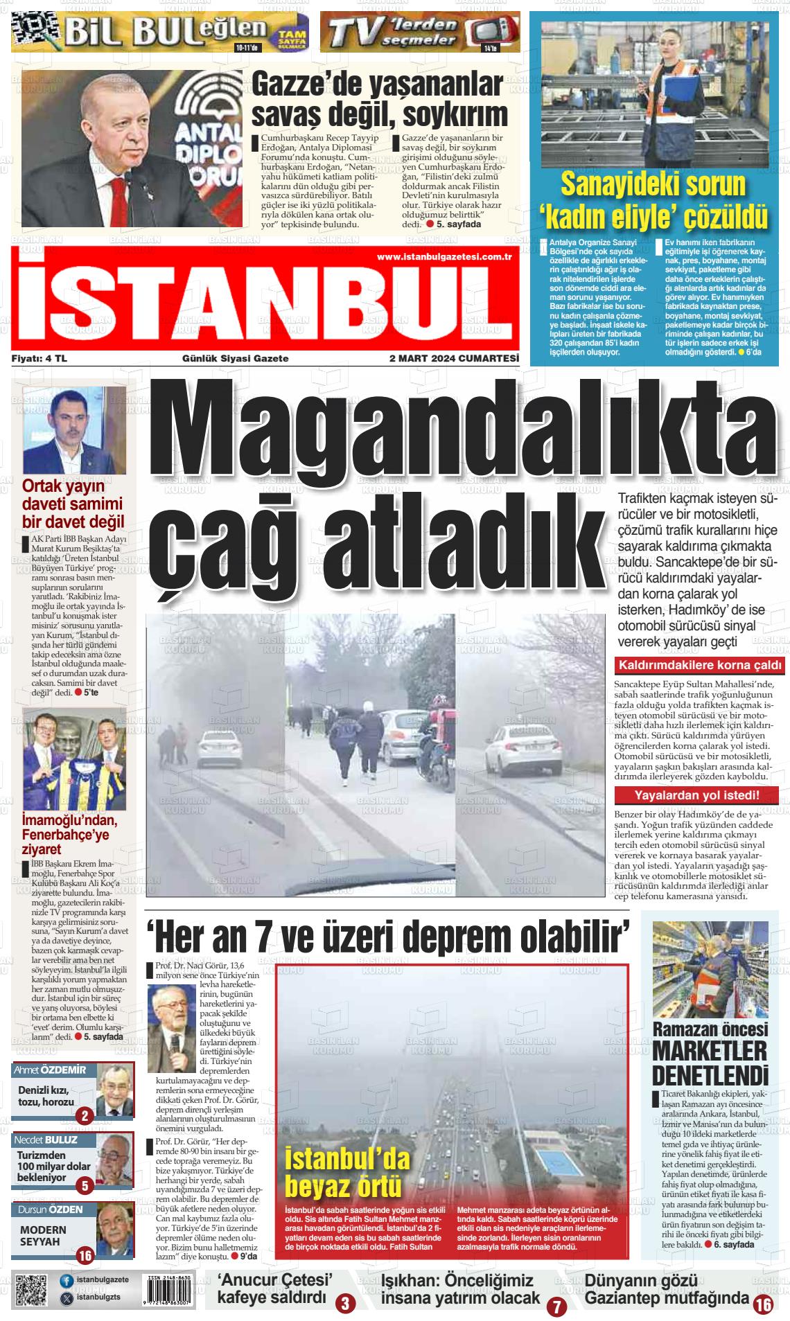 02 Mart 2024 İstanbul Gazete Manşeti