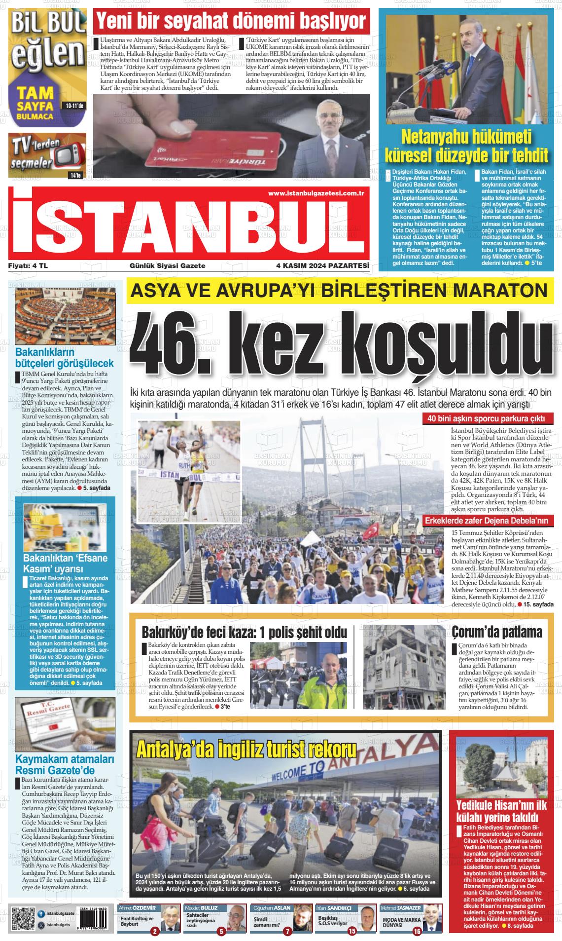 04 Kasım 2024 İstanbul Gazete Manşeti