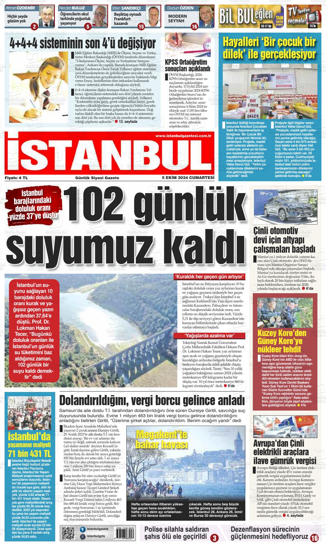 05 Ekim 2024 İstanbul Gazete Manşeti