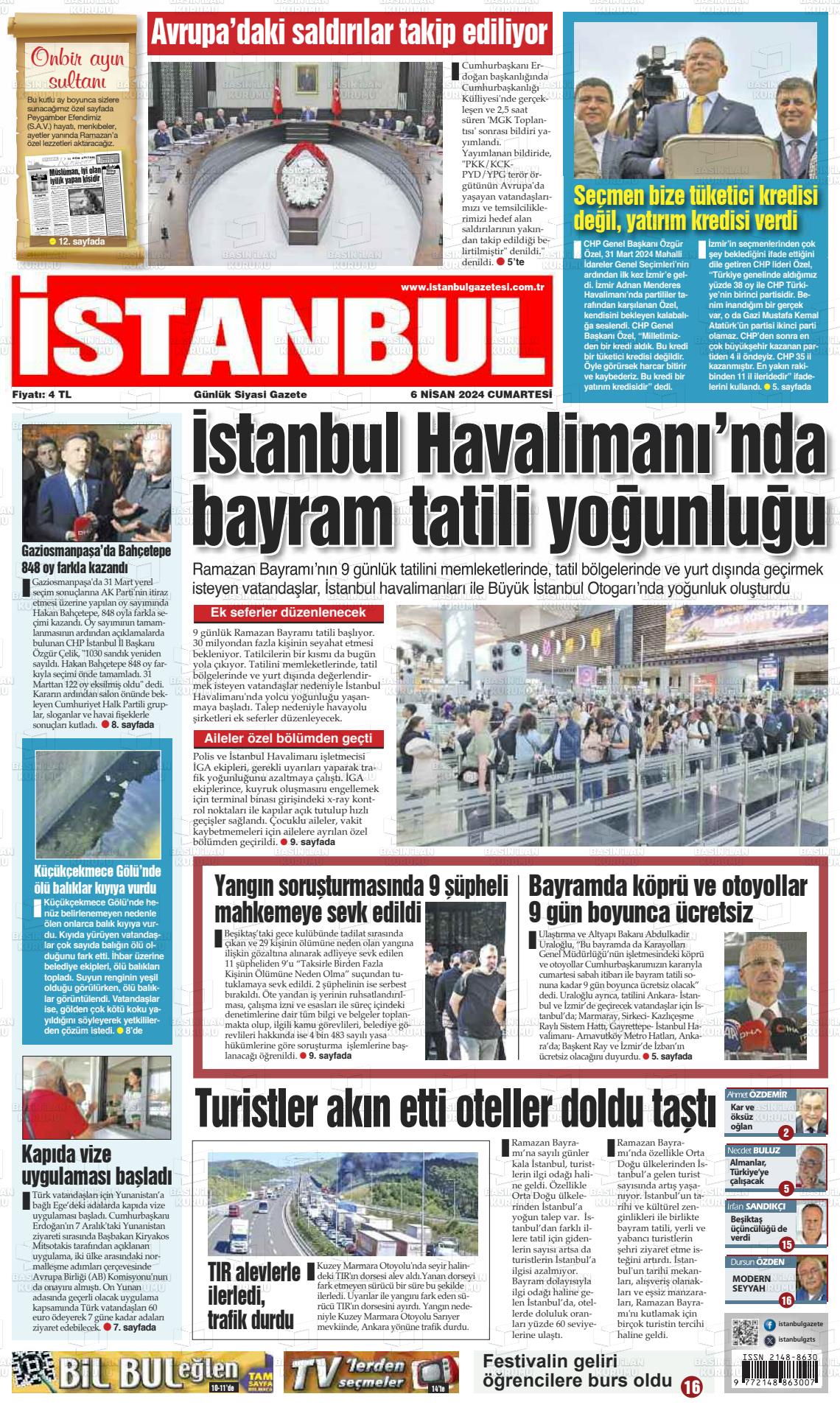 06 Nisan 2024 İstanbul Gazete Manşeti