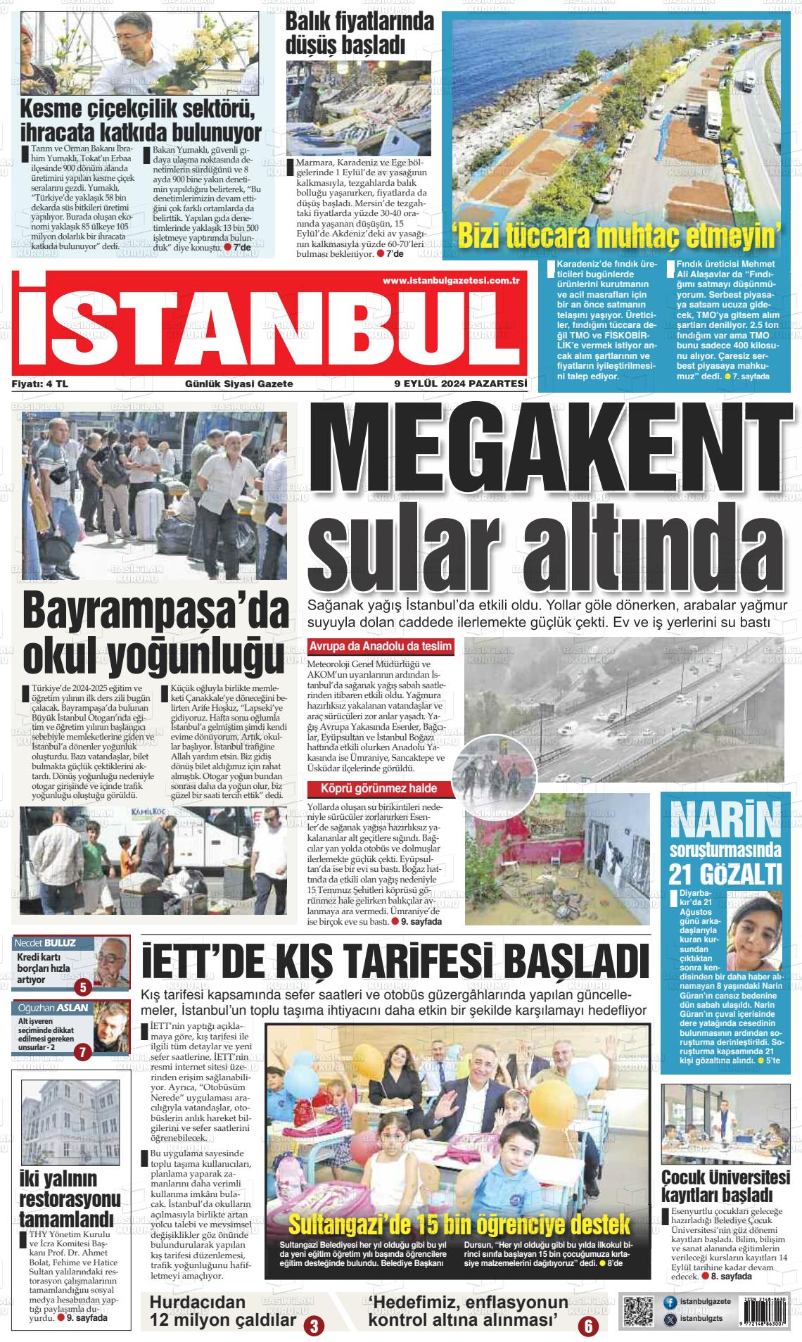 09 Eylül 2024 İstanbul Gazete Manşeti