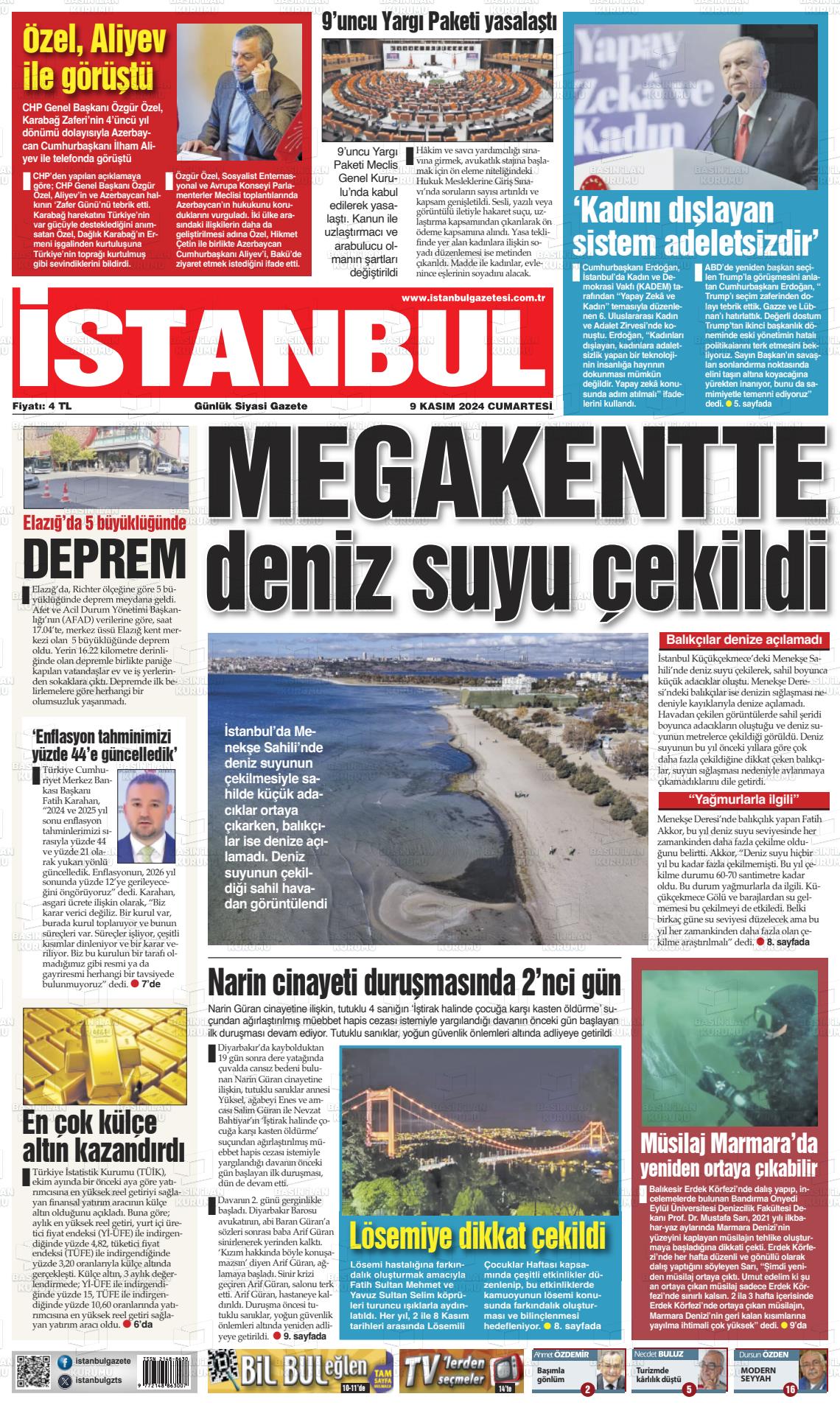 09 Kasım 2024 İstanbul Gazete Manşeti