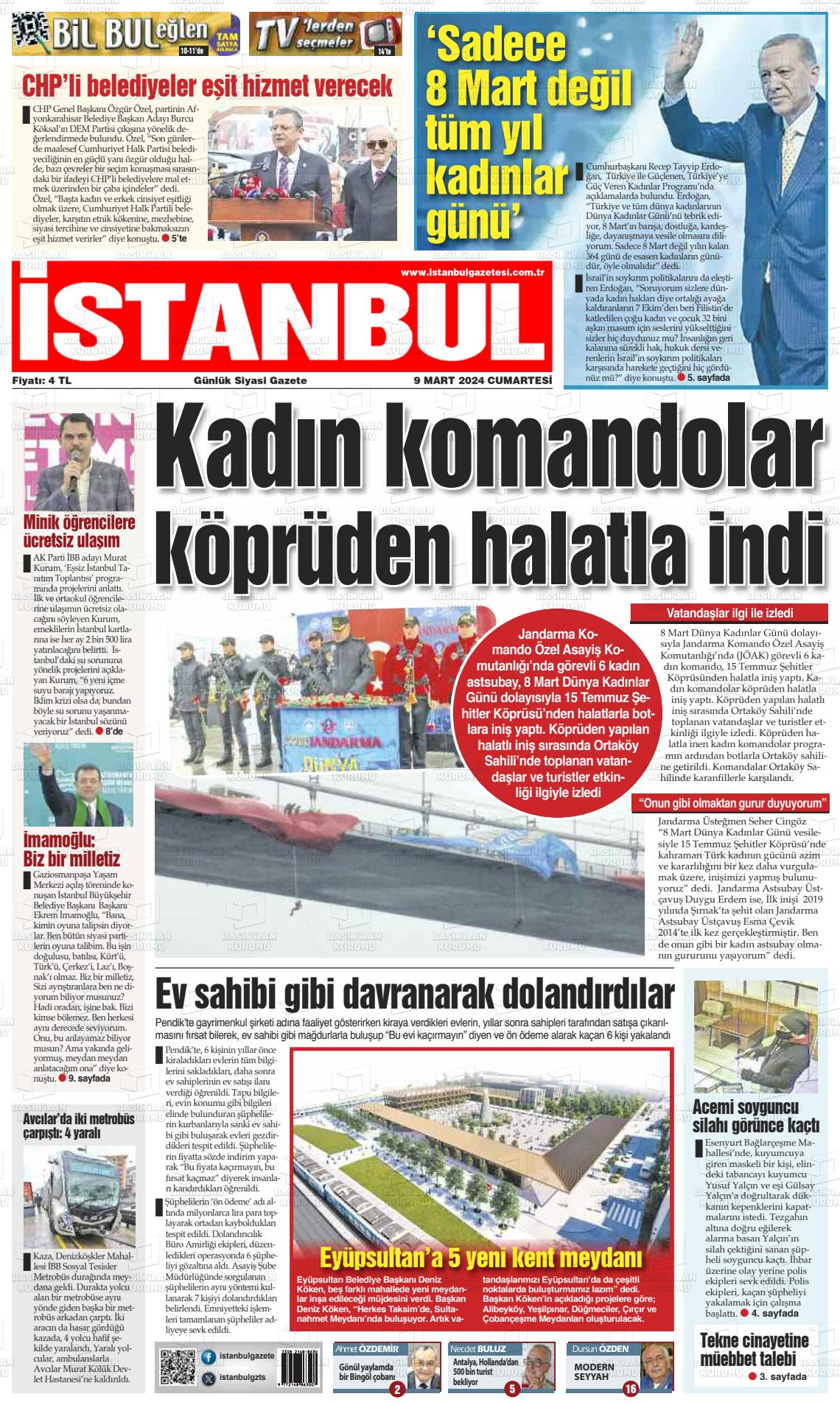 09 Mart 2024 İstanbul Gazete Manşeti