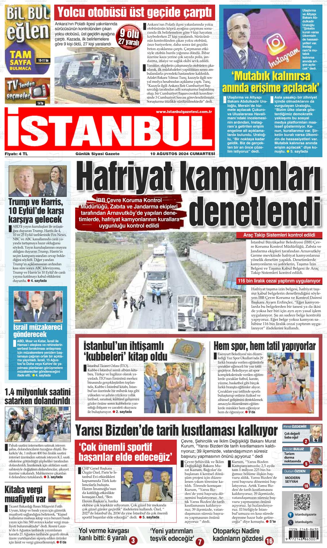 10 Ağustos 2024 İstanbul Gazete Manşeti