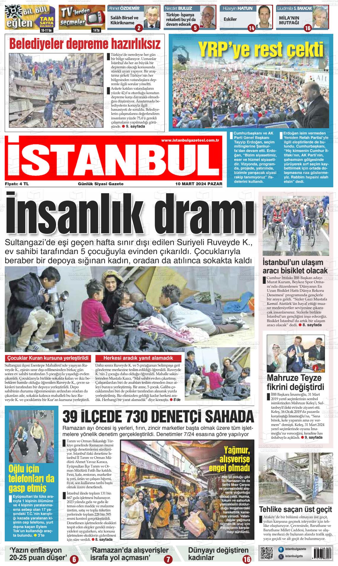 10 Mart 2024 İstanbul Gazete Manşeti