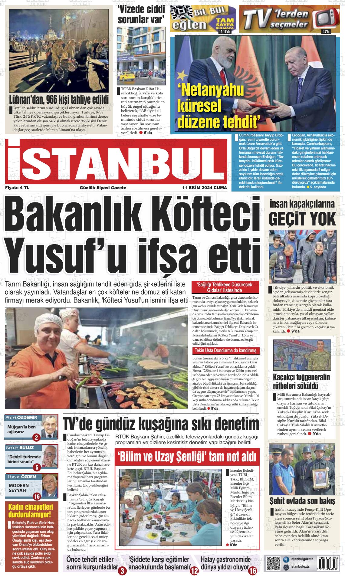 11 Ekim 2024 İstanbul Gazete Manşeti