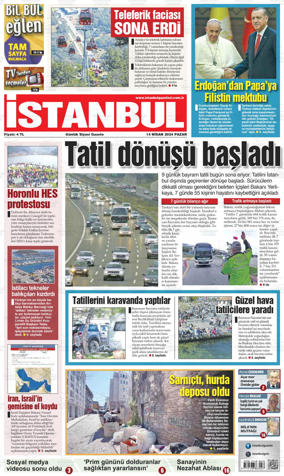 14 Nisan 2024 İstanbul Gazete Manşeti