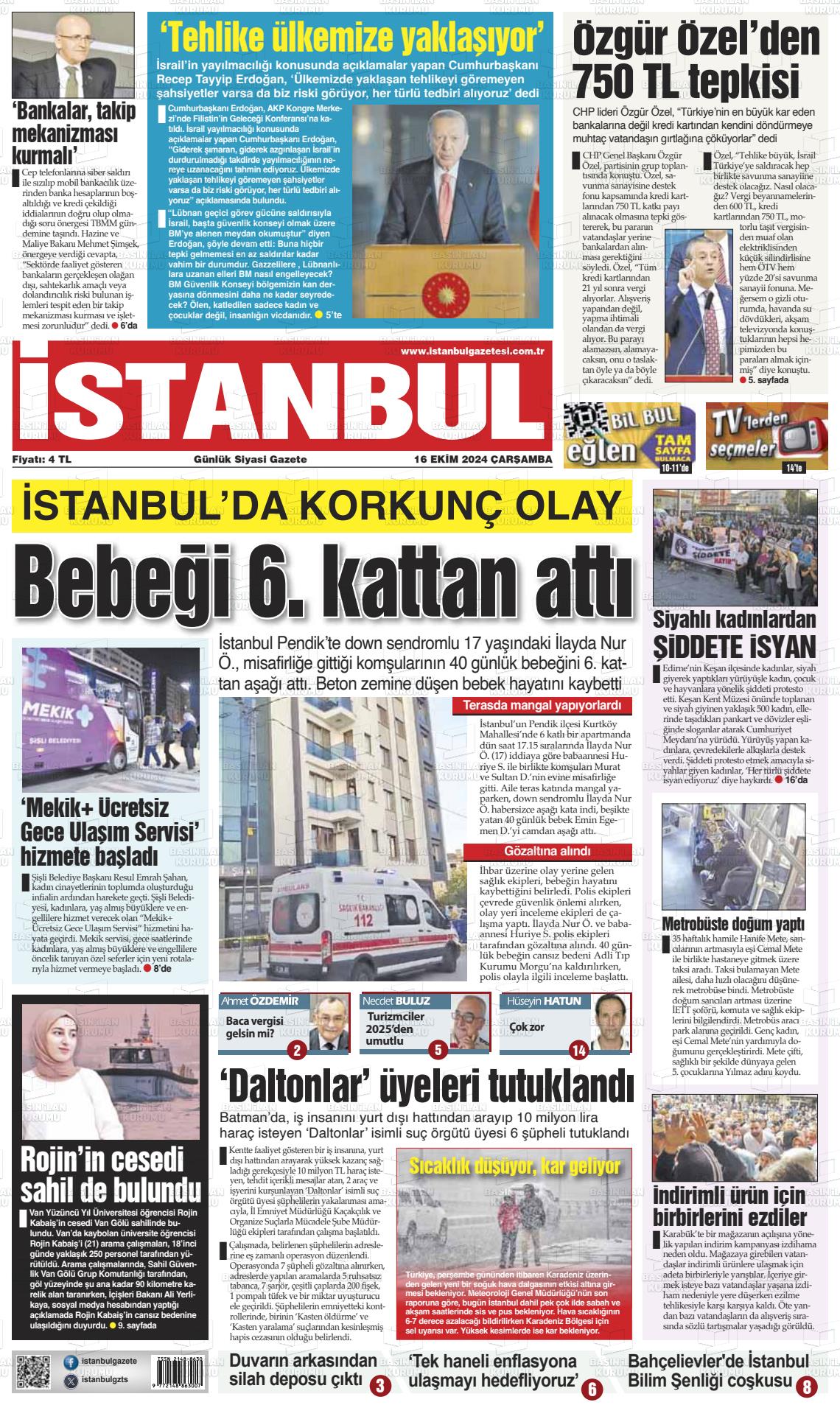 16 Ekim 2024 İstanbul Gazete Manşeti