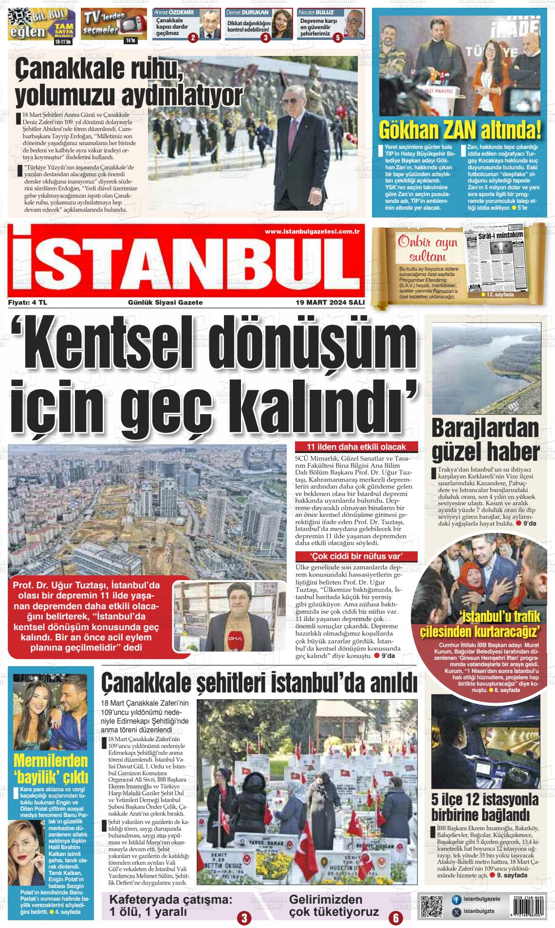 19 Mart 2024 İstanbul Gazete Manşeti