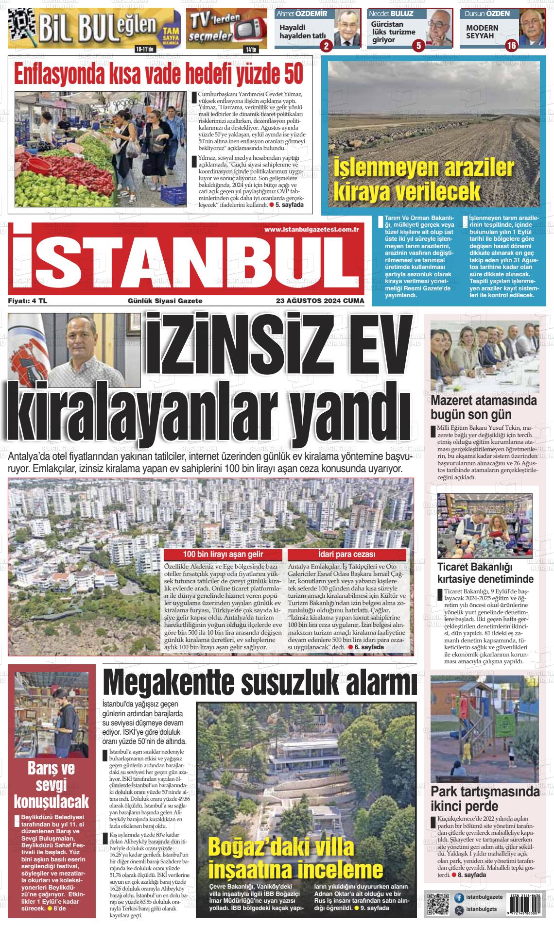 23 Ağustos 2024 İstanbul Gazete Manşeti