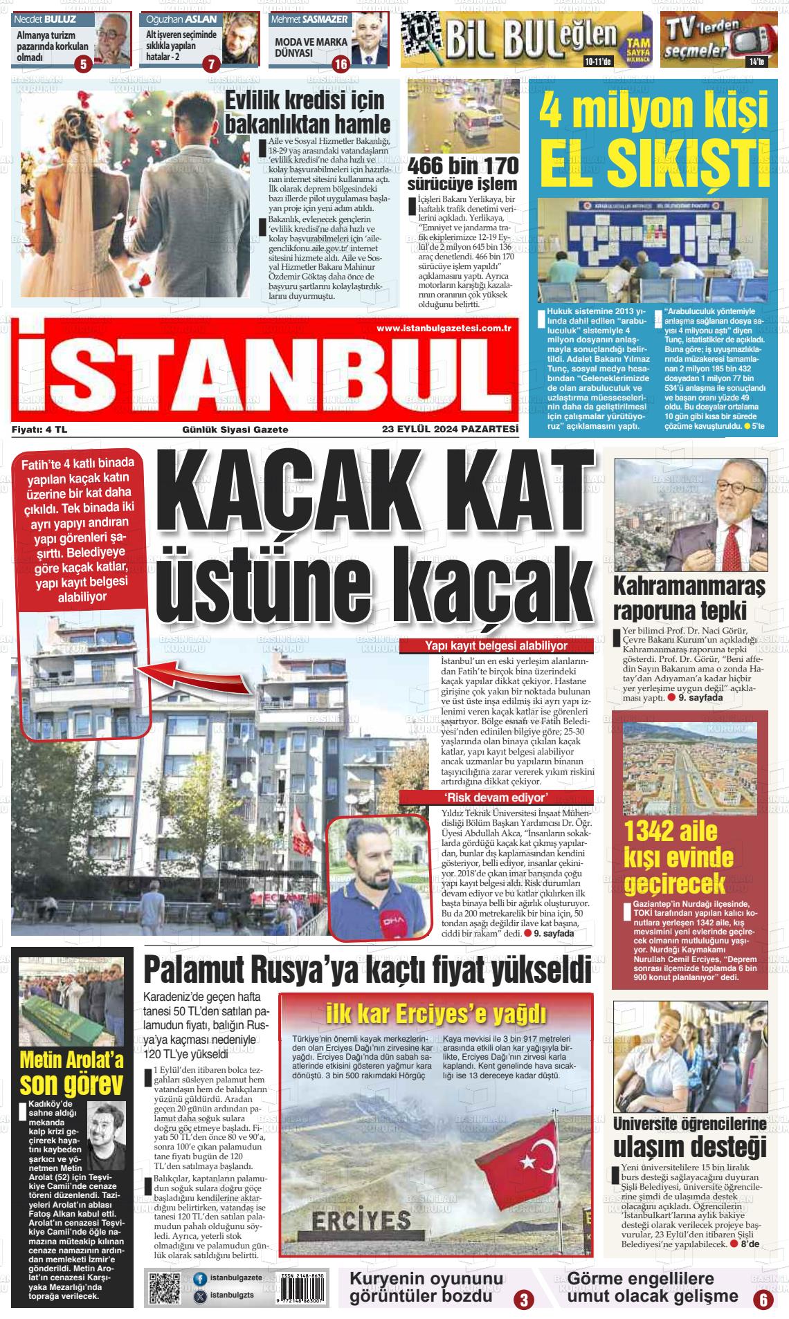 23 Eylül 2024 İstanbul Gazete Manşeti