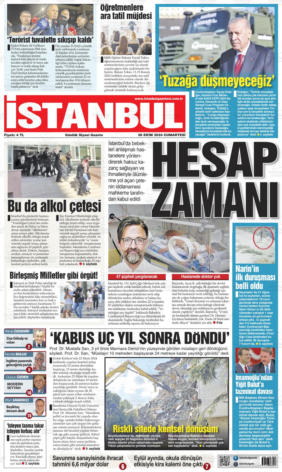 26 Ekim 2024 İstanbul Gazete Manşeti