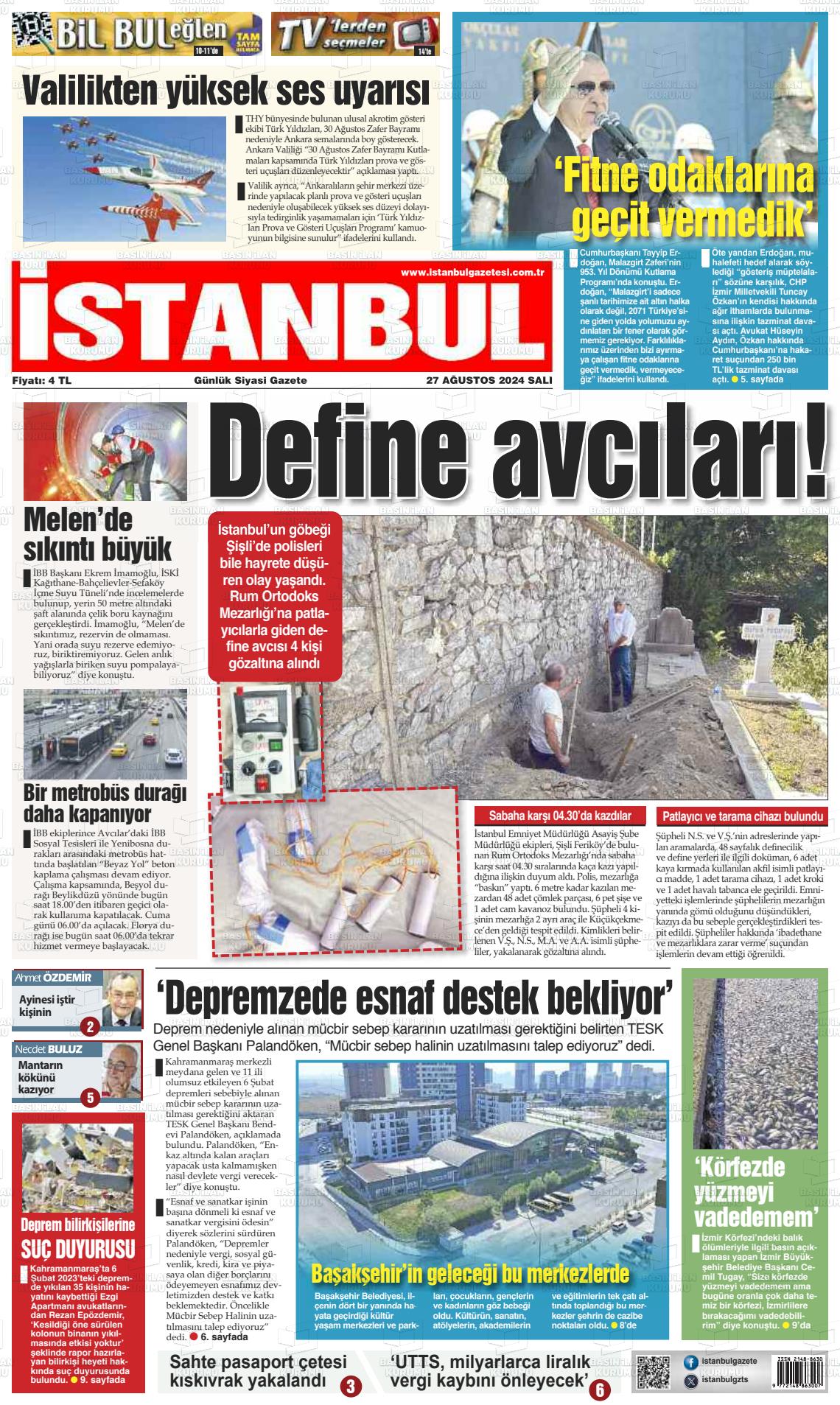 27 Ağustos 2024 İstanbul Gazete Manşeti