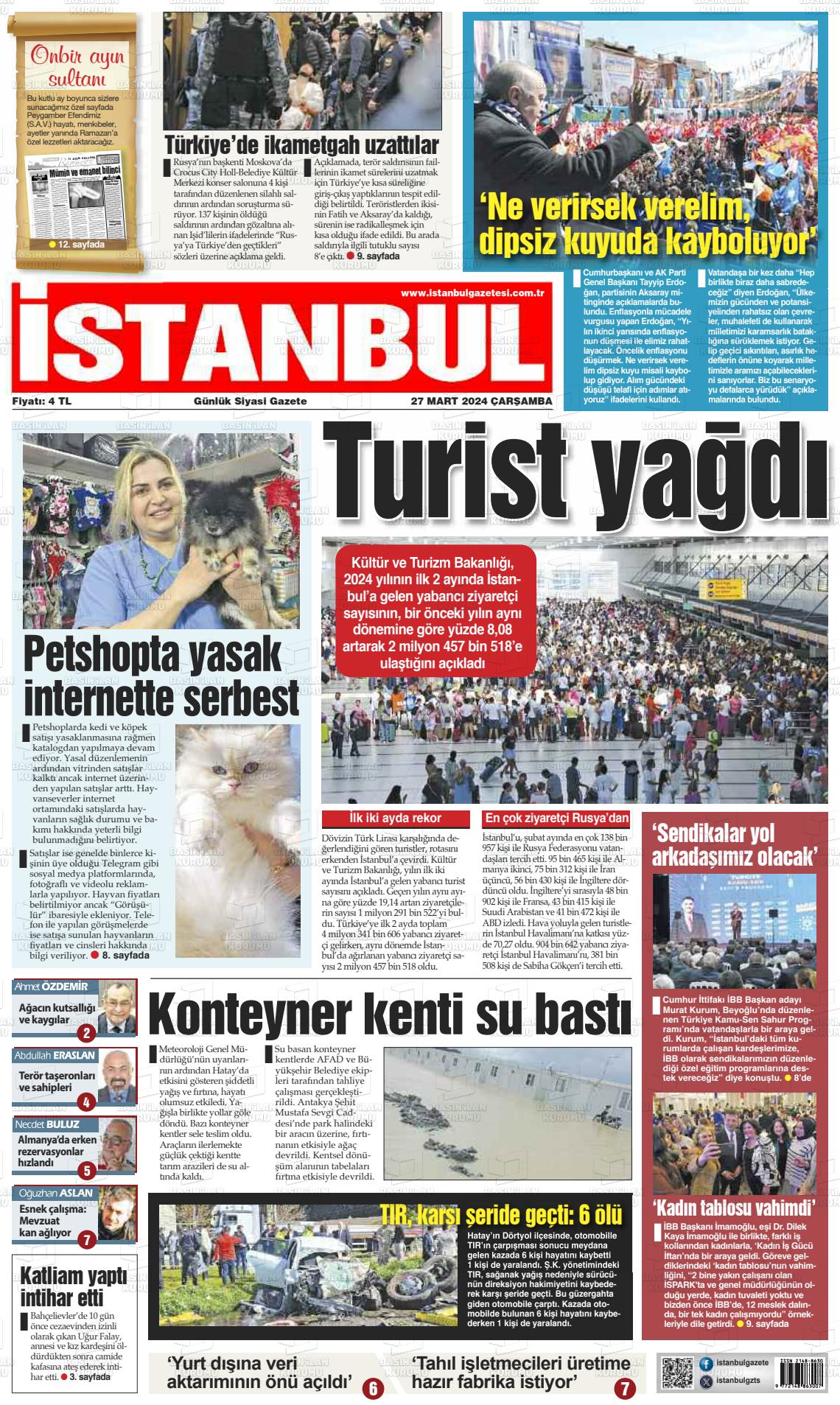 27 Mart 2024 İstanbul Gazete Manşeti