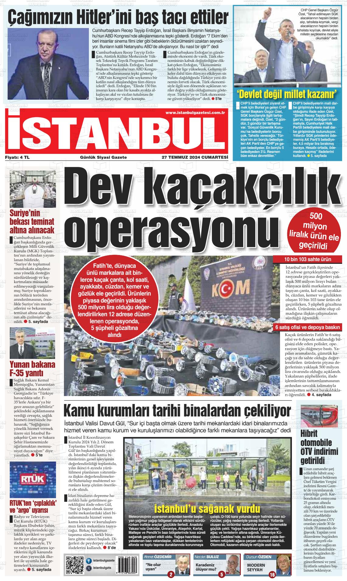 27 Temmuz 2024 İstanbul Gazete Manşeti