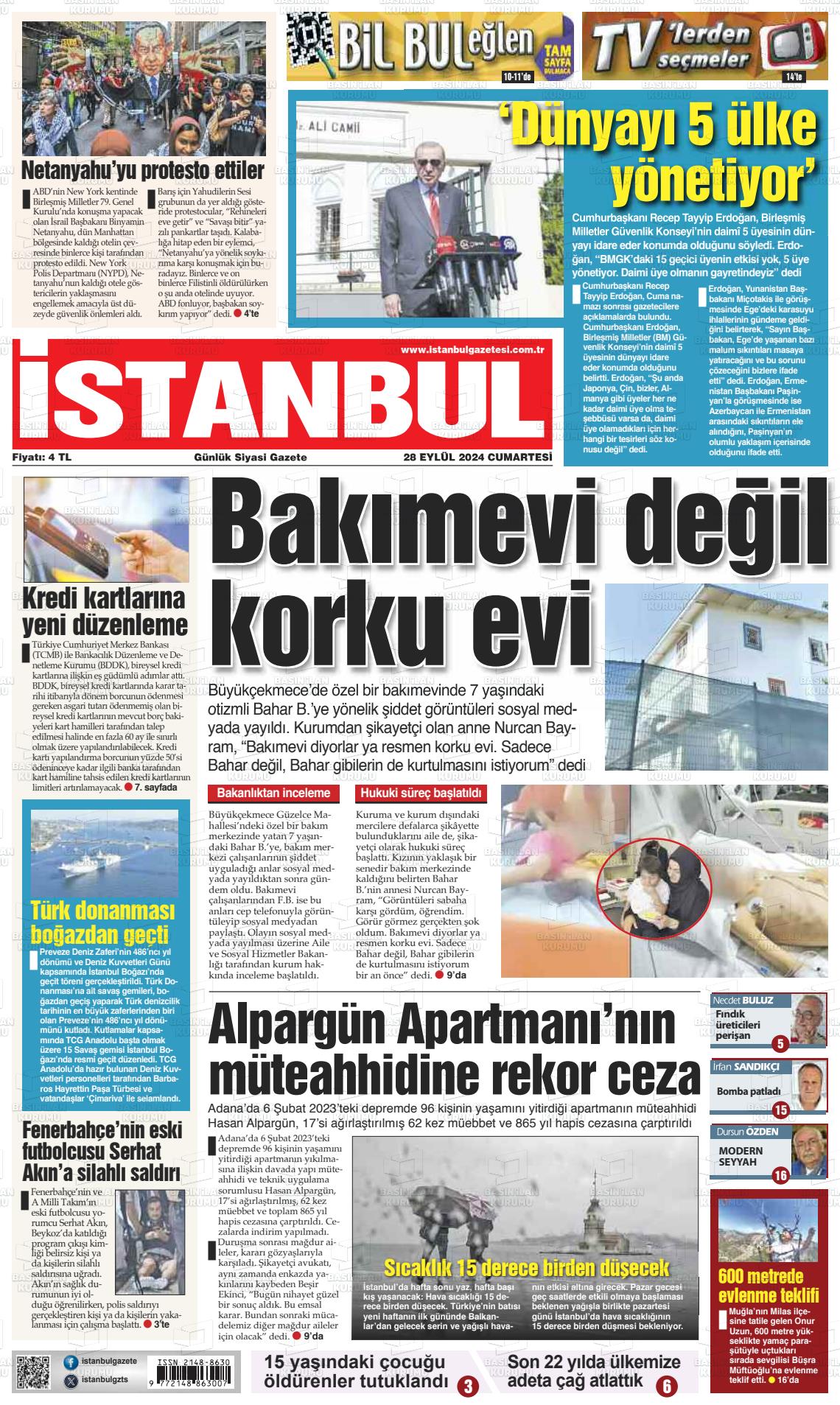 28 Eylül 2024 İstanbul Gazete Manşeti