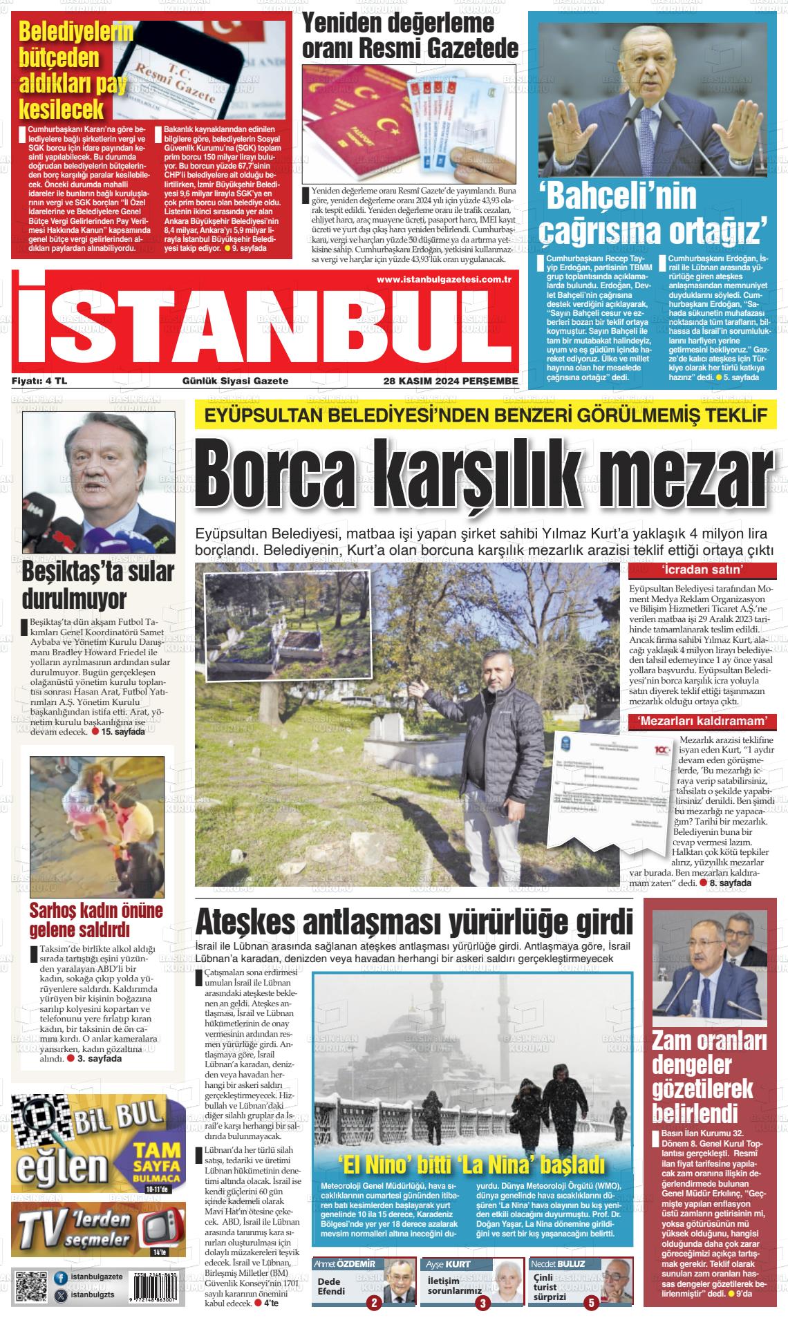 02 Aralık 2024 İstanbul Gazete Manşeti