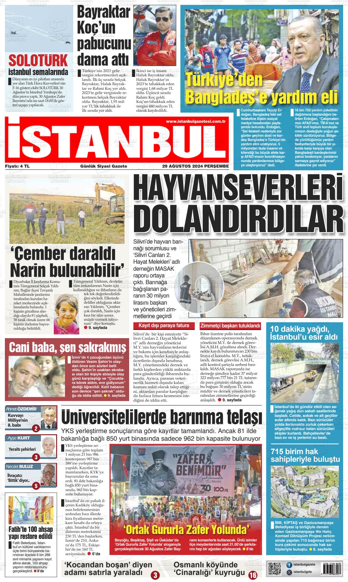 29 Ağustos 2024 İstanbul Gazete Manşeti