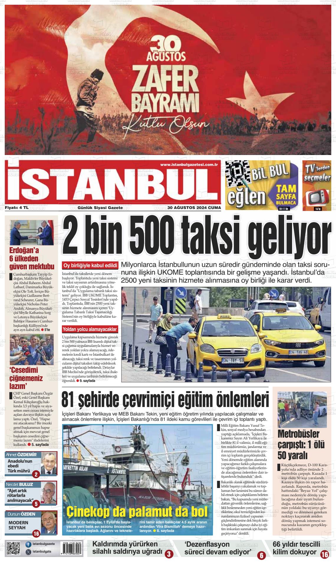 30 Ağustos 2024 İstanbul Gazete Manşeti