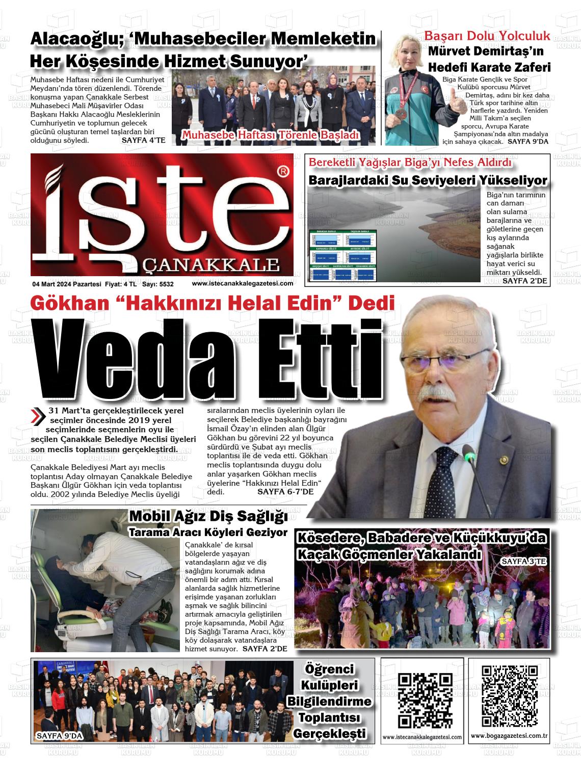 04 Mart 2024 İşte Çanakkale Gazete Manşeti