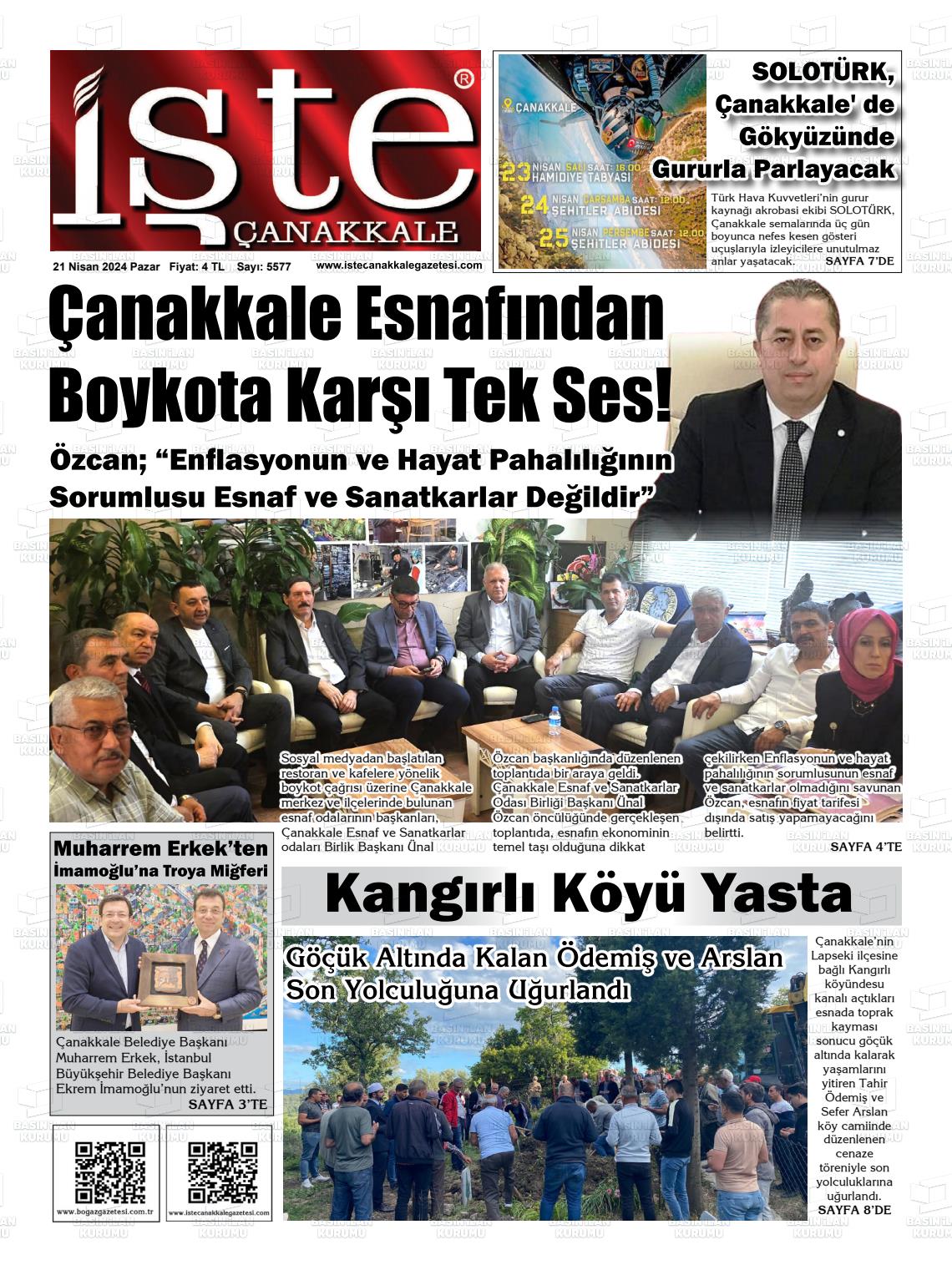 05 Mayıs 2024 İşte Çanakkale Gazete Manşeti