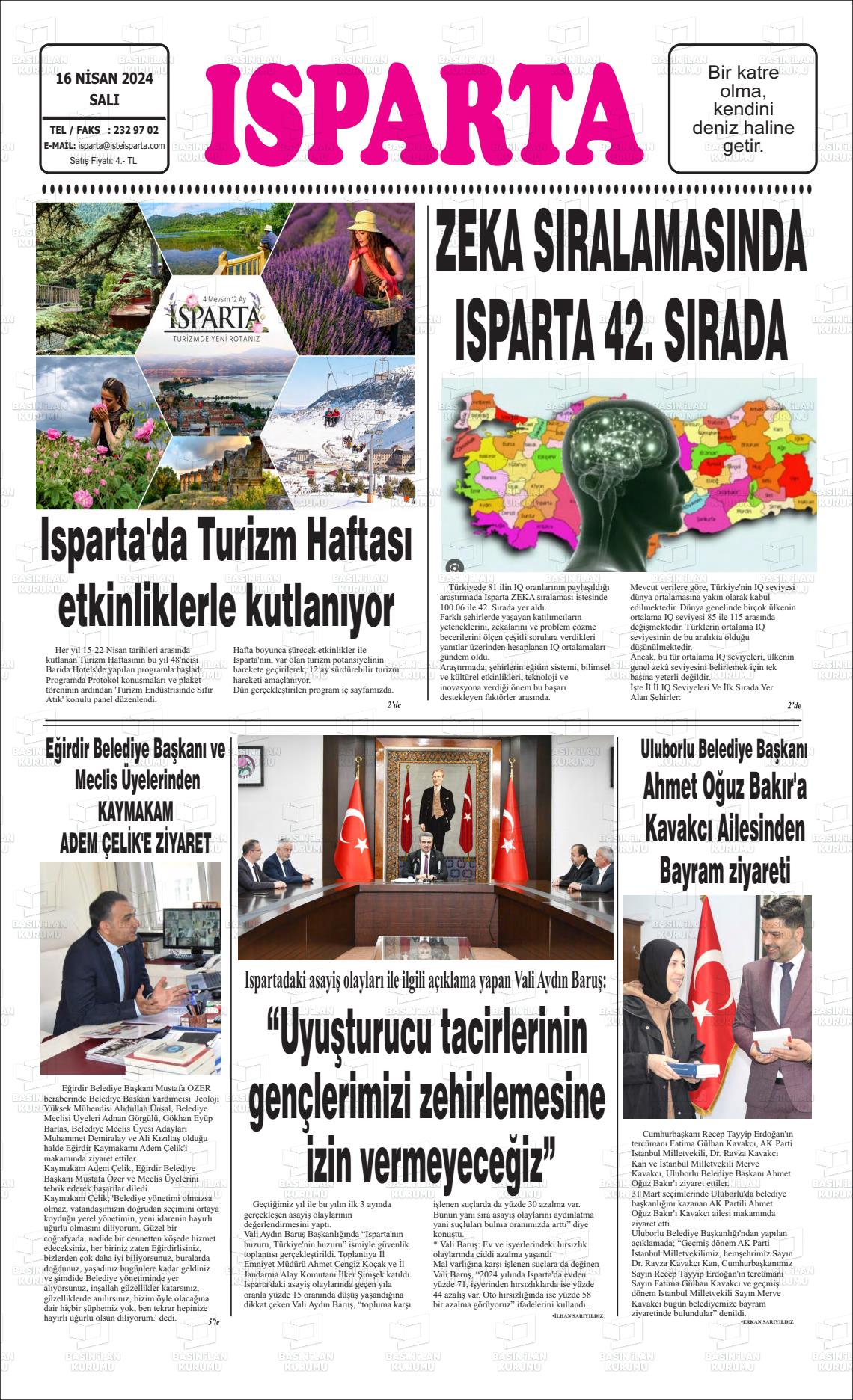 17 Nisan 2024 Isparta Gazete Manşeti