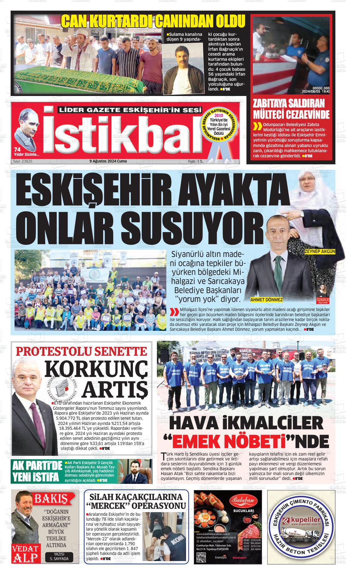 09 Ağustos 2024 İstikbal Gazete Manşeti