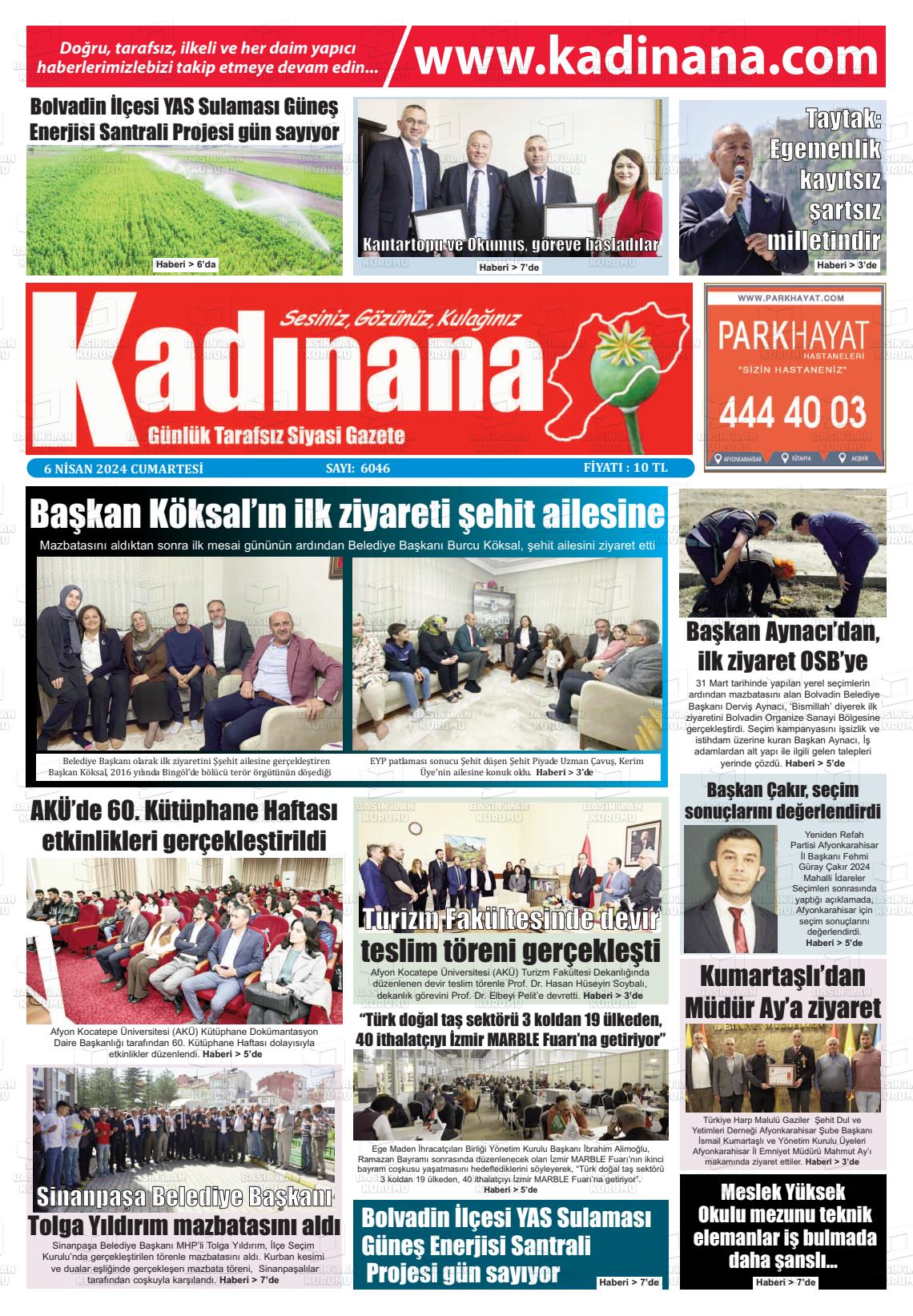 06 Nisan 2024 Kadınana Gazete Manşeti