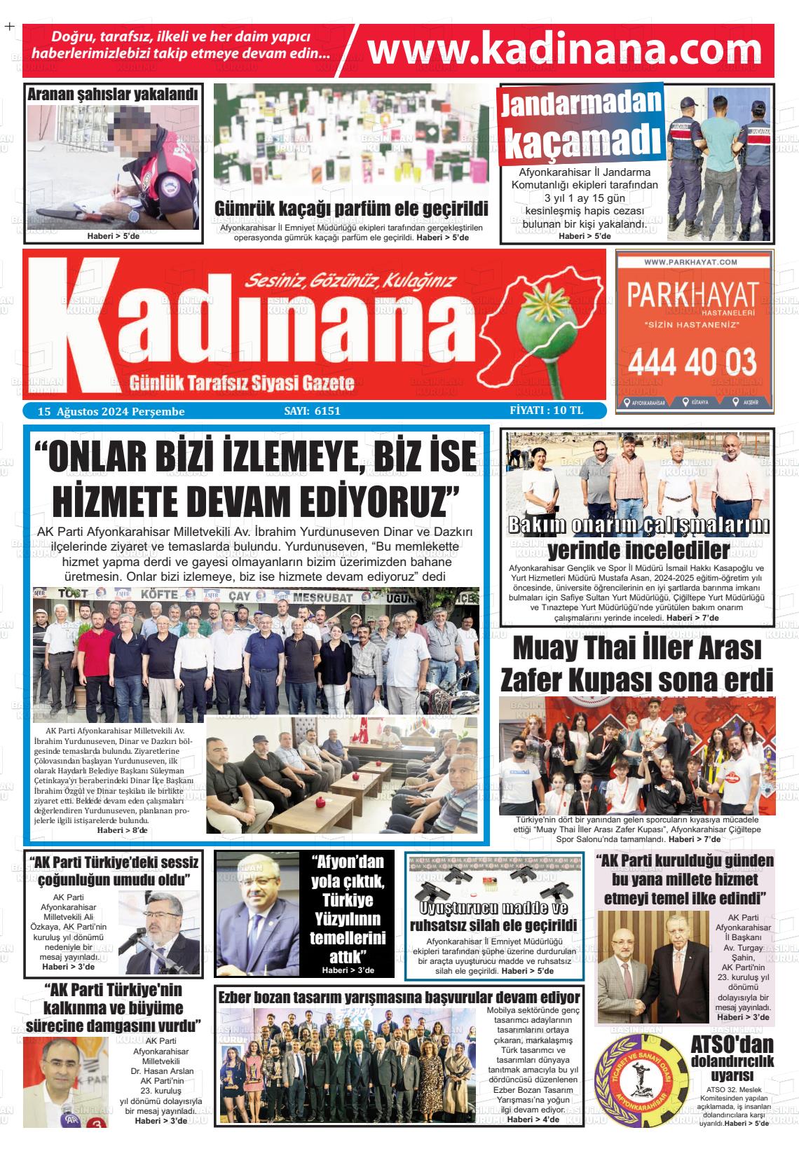 15 Ağustos 2024 Kadınana Gazete Manşeti