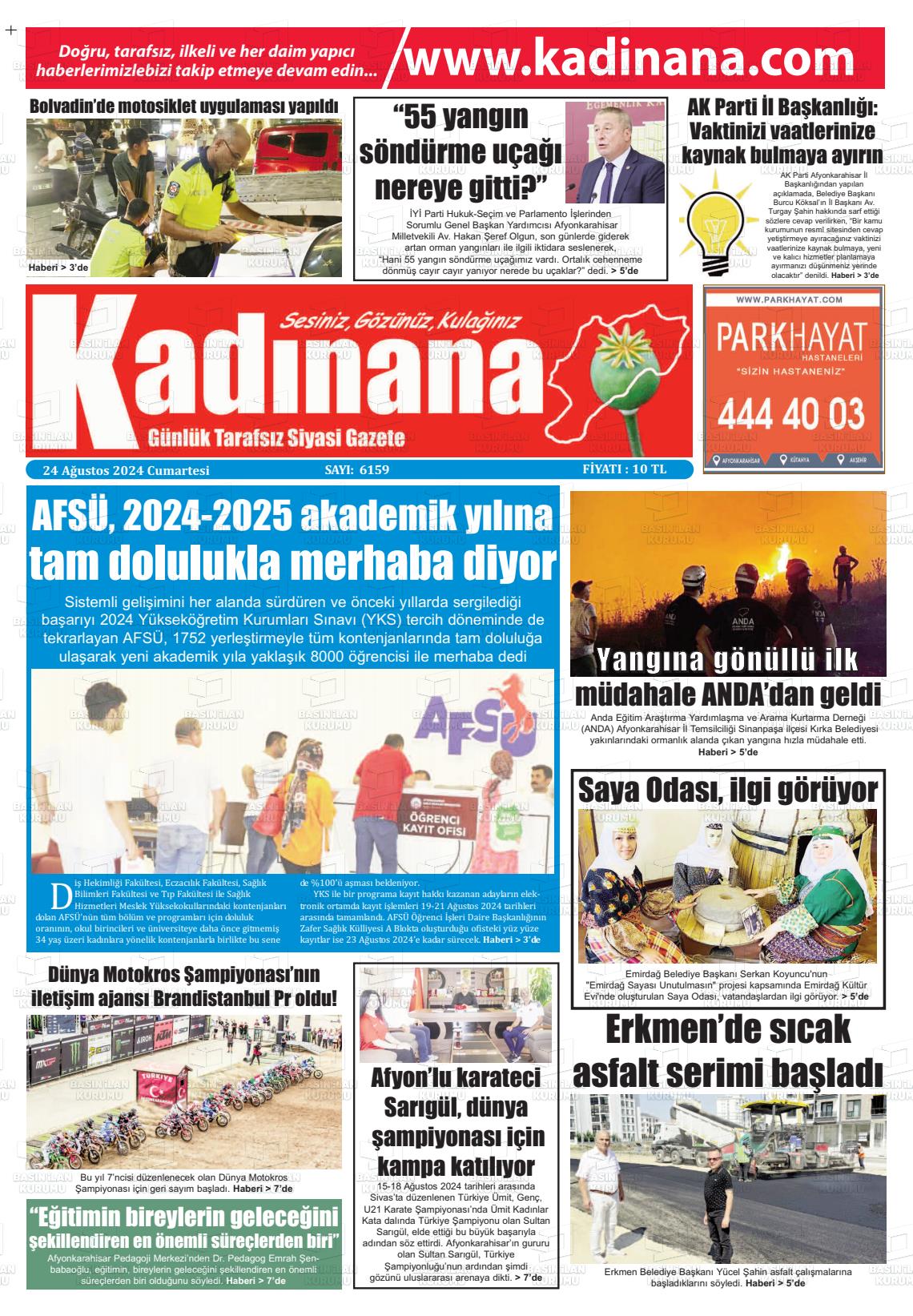 24 Ağustos 2024 Kadınana Gazete Manşeti