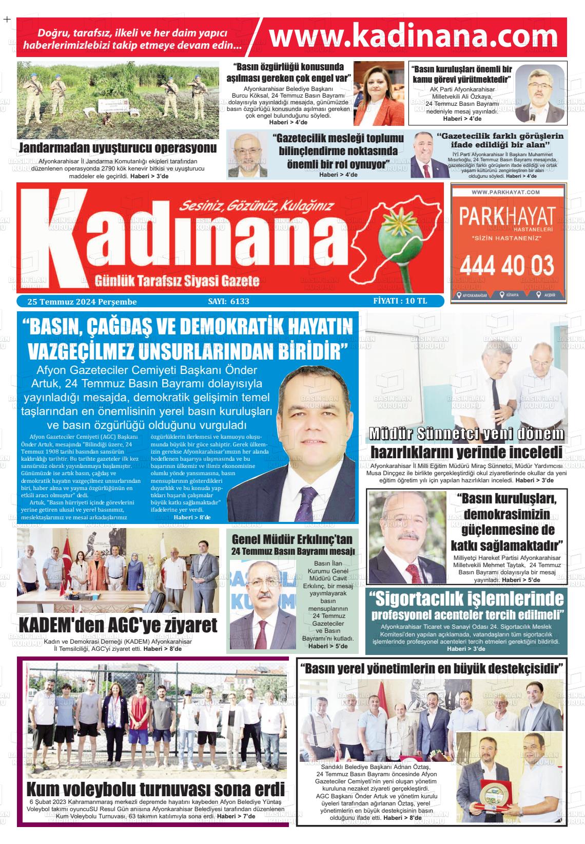 25 Temmuz 2024 Kadınana Gazete Manşeti