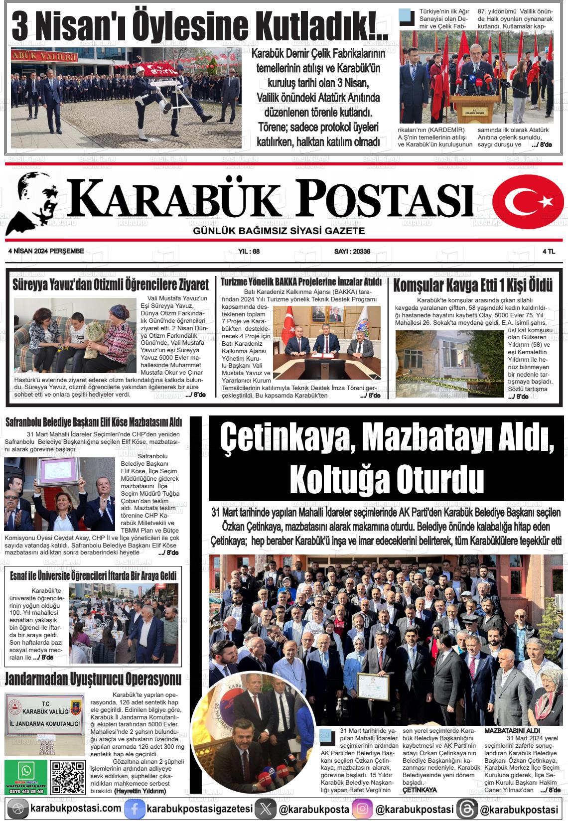 04 Nisan 2024 Karabük Postası Gazete Manşeti