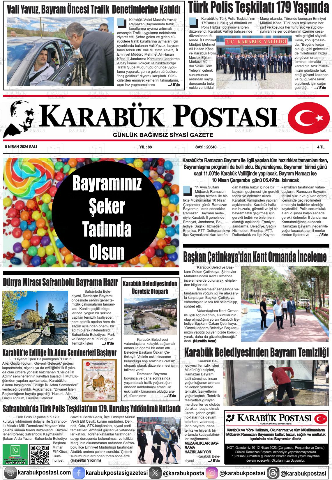 09 Nisan 2024 Karabük Postası Gazete Manşeti