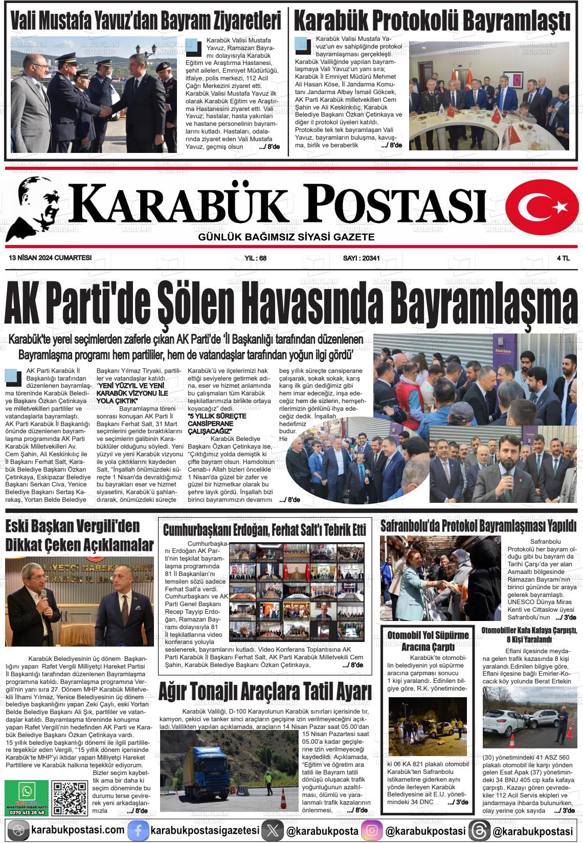 13 Nisan 2024 Karabük Postası Gazete Manşeti