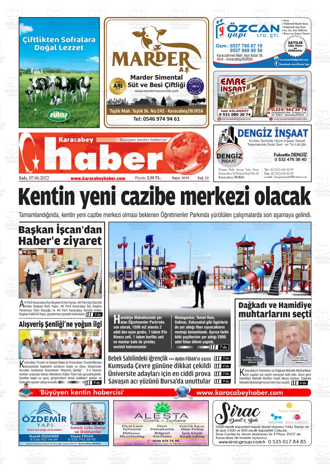 07 Haziran 2022 Karacabey Haber Gazete Manşeti