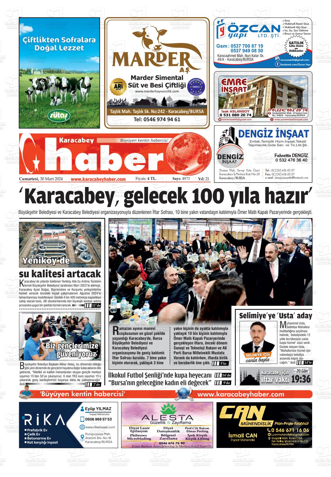 30 Mart 2024 Karacabey Haber Gazete Manşeti