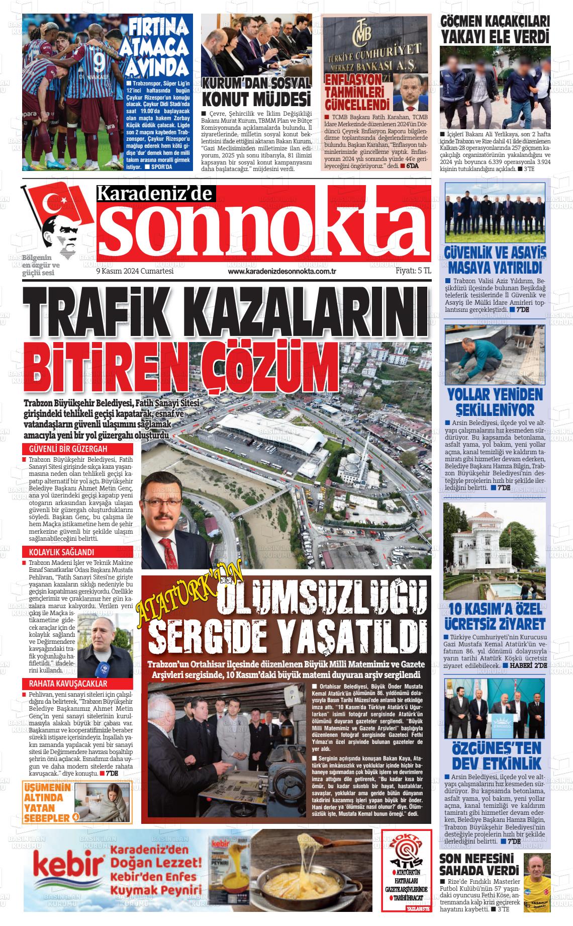 09 Kasım 2024 Karadeniz'de Sonnokta Gazete Manşeti